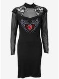 Bat's Heart Lace Shoulder Corset Dress, BLACK, hi-res