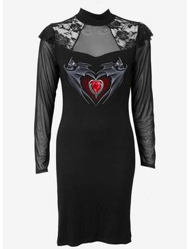 Bat's Heart Lace Shoulder Corset Dress, , hi-res