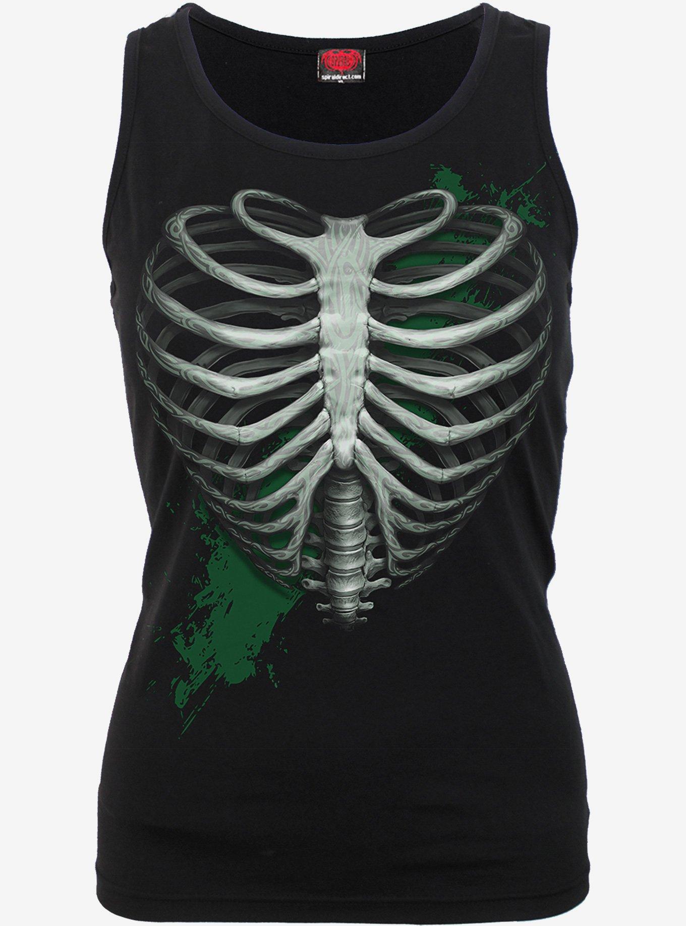 Heart Ribs Glow In The Dark Razor Back Top, BLACK, hi-res