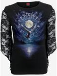 Witchcraft Rose Lace Sleeve Top, BLACK, hi-res