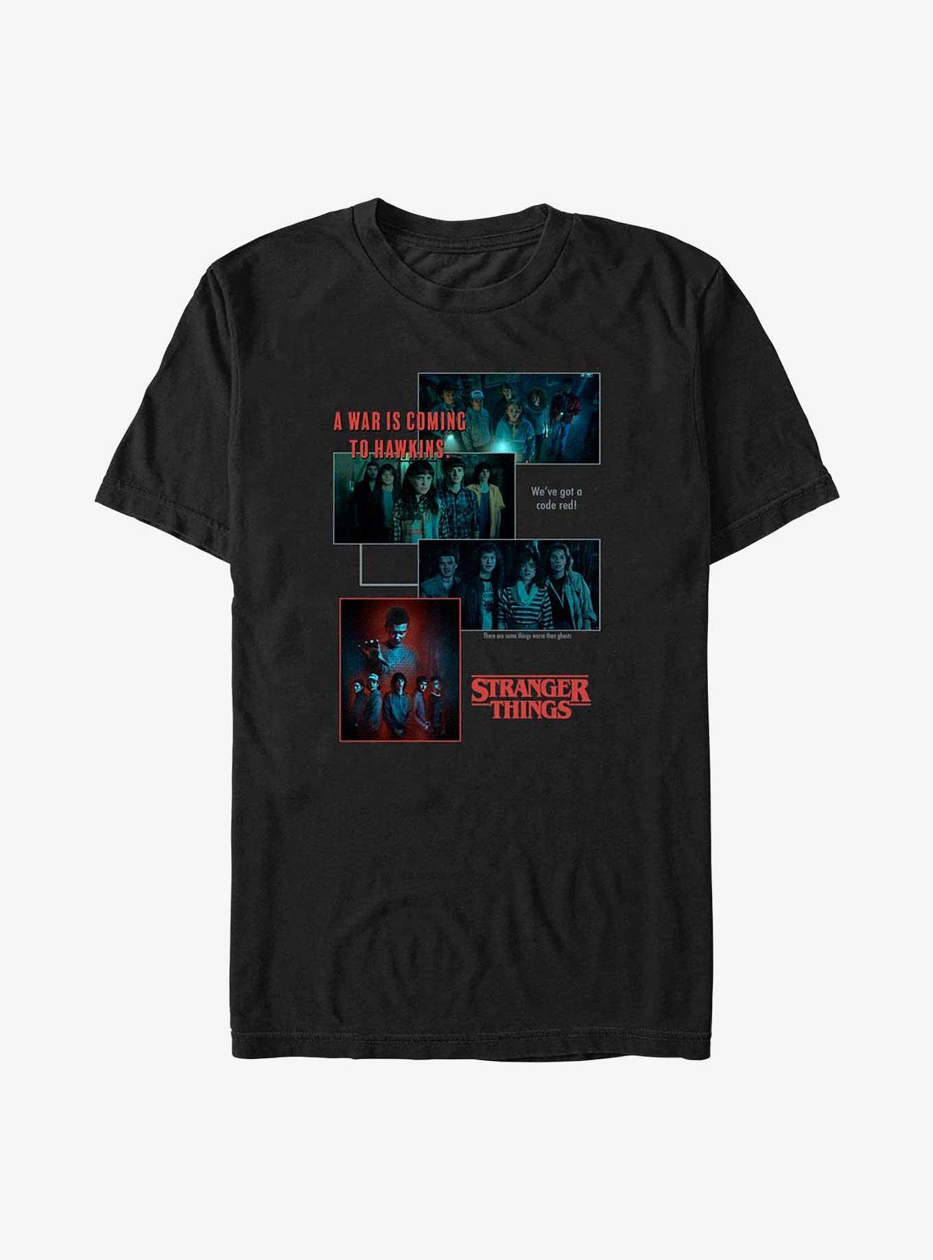 Stranger Things Hawkins War Collage T-Shirt, BLACK, hi-res