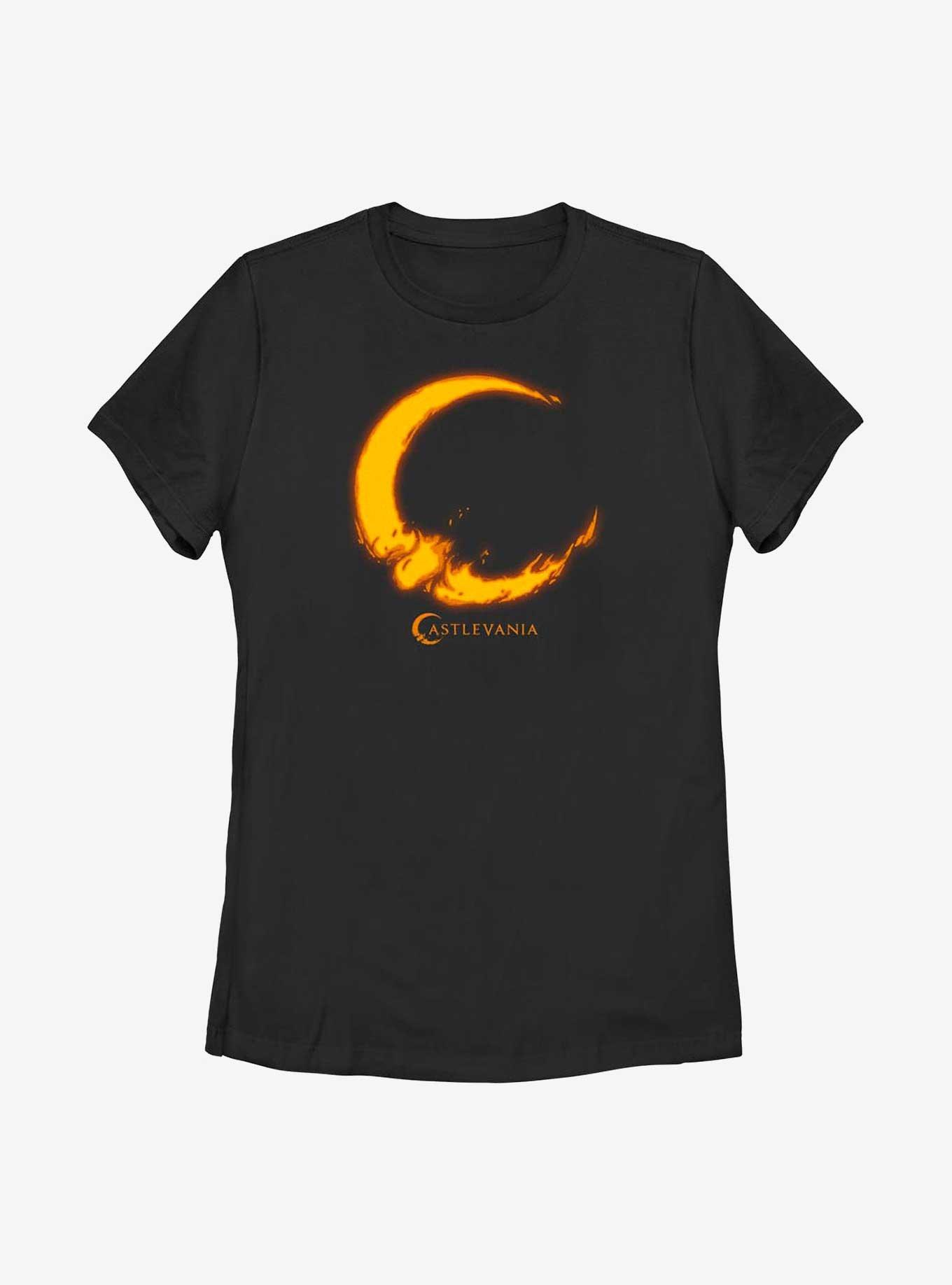 Castlevania Moon Fire Womens T-Shirt, BLACK, hi-res