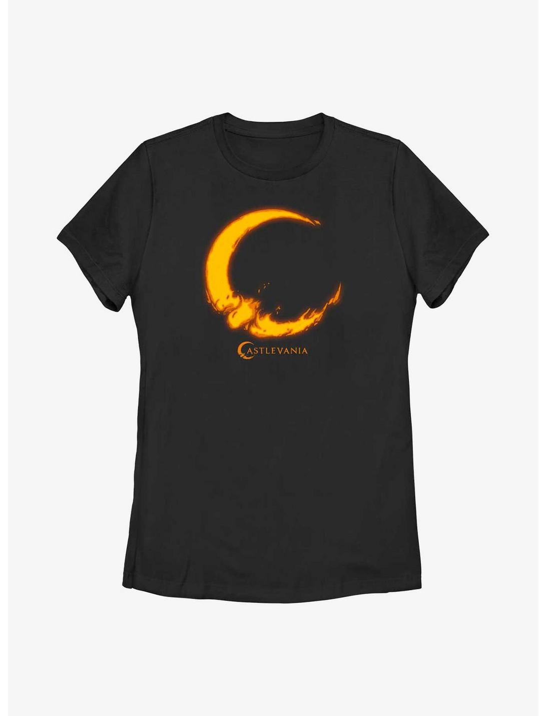 Castlevania Moon Fire Womens T-Shirt, BLACK, hi-res
