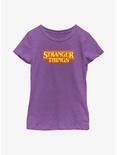 Stranger Things Pumpkin Colors Logo Youth Girls T-Shirt, PURPLE BERRY, hi-res