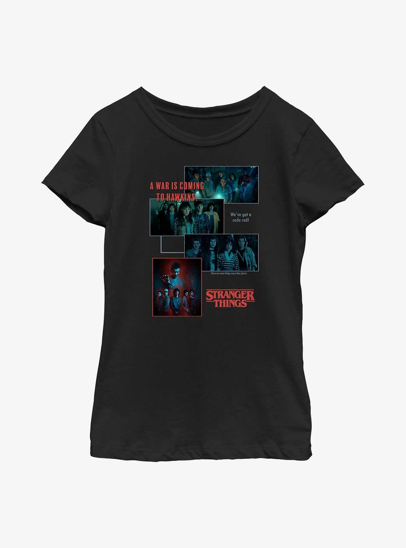Stranger Things Streetwear Collage Youth Girls T-Shirt, BLACK, hi-res