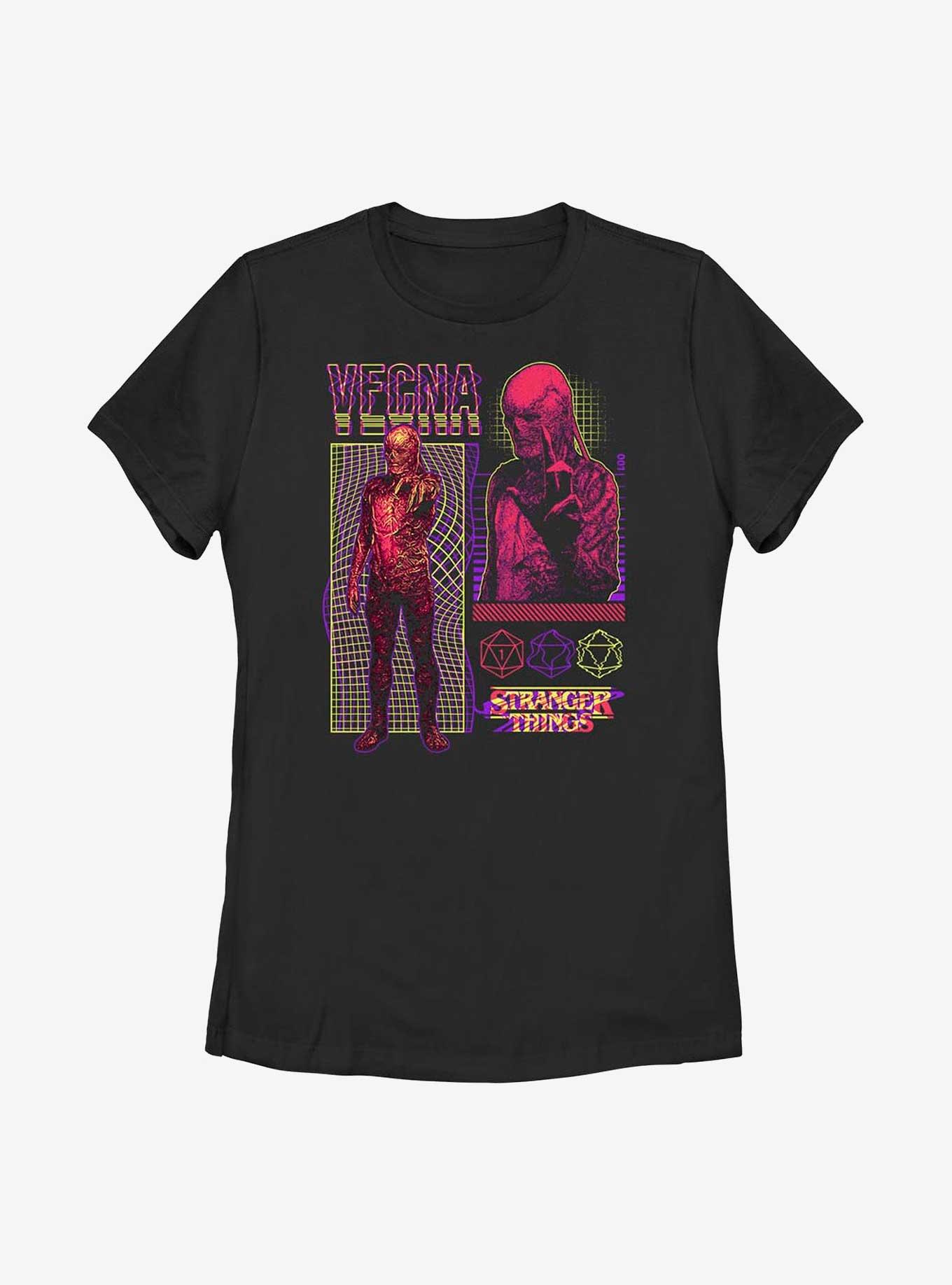 Stranger Things Vecna Streetwear Infographic Womens T-Shirt, BLACK, hi-res
