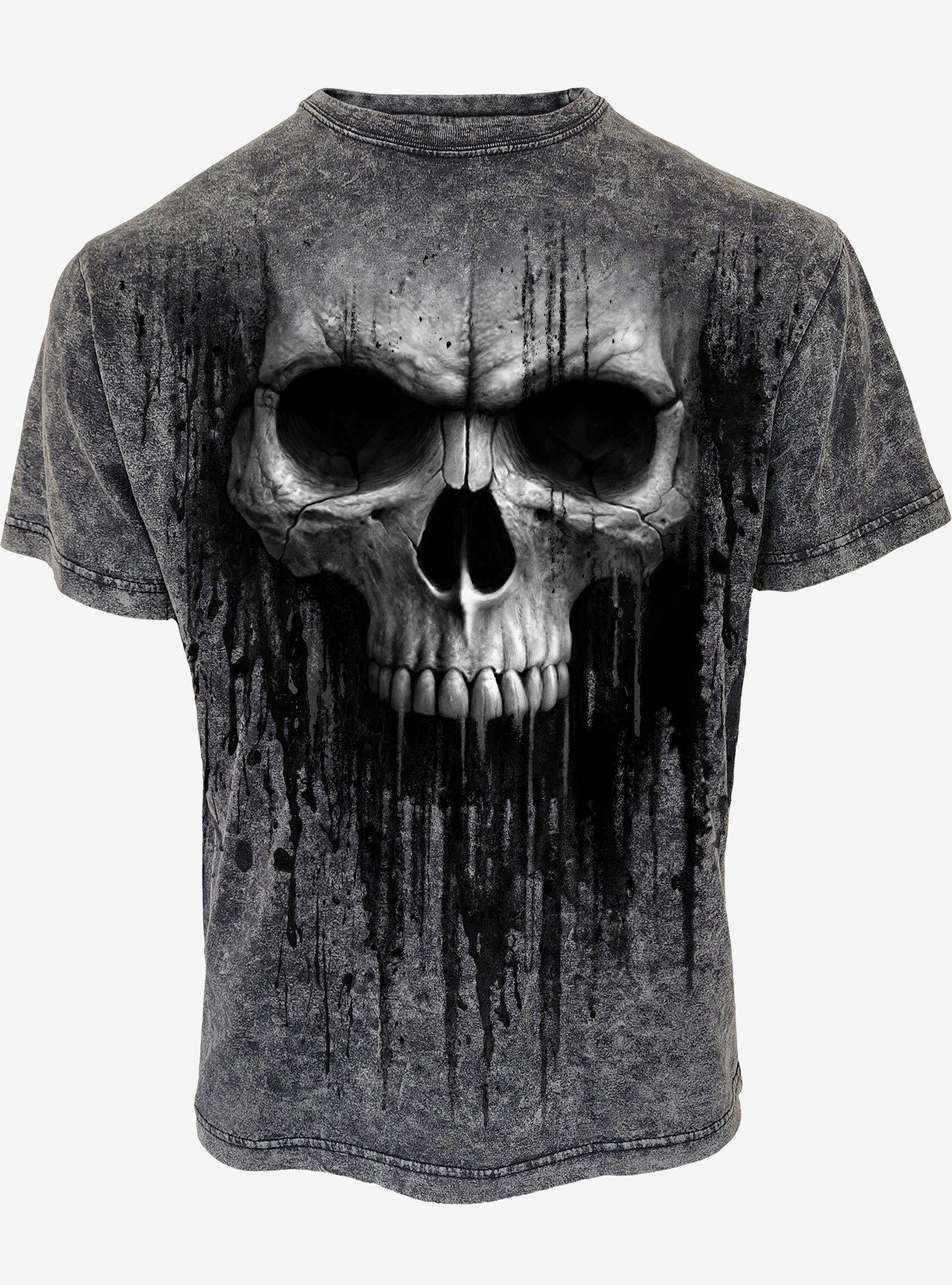 Acid Skull Acid Wash T-Shirt, BLACK, hi-res