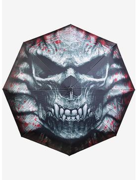 Goth Skull Compact Travel Umbrella, , hi-res