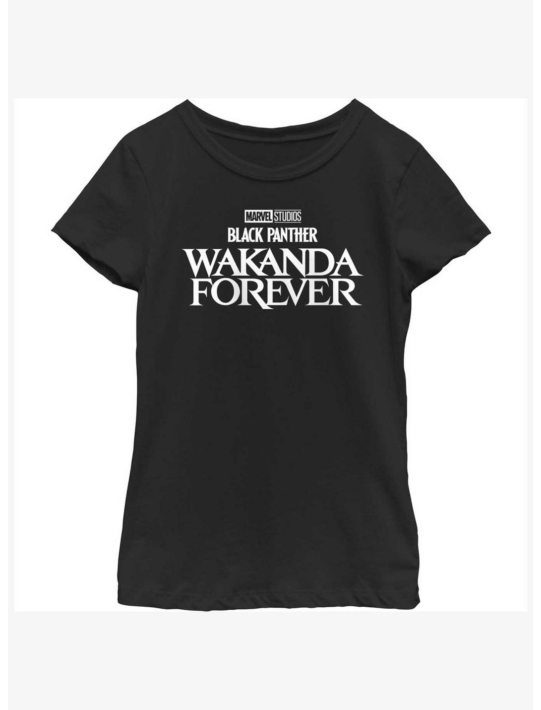 Marvel Black Panther Wakanda Forever Logo Youth Girls T-Shirt, BLACK, hi-res