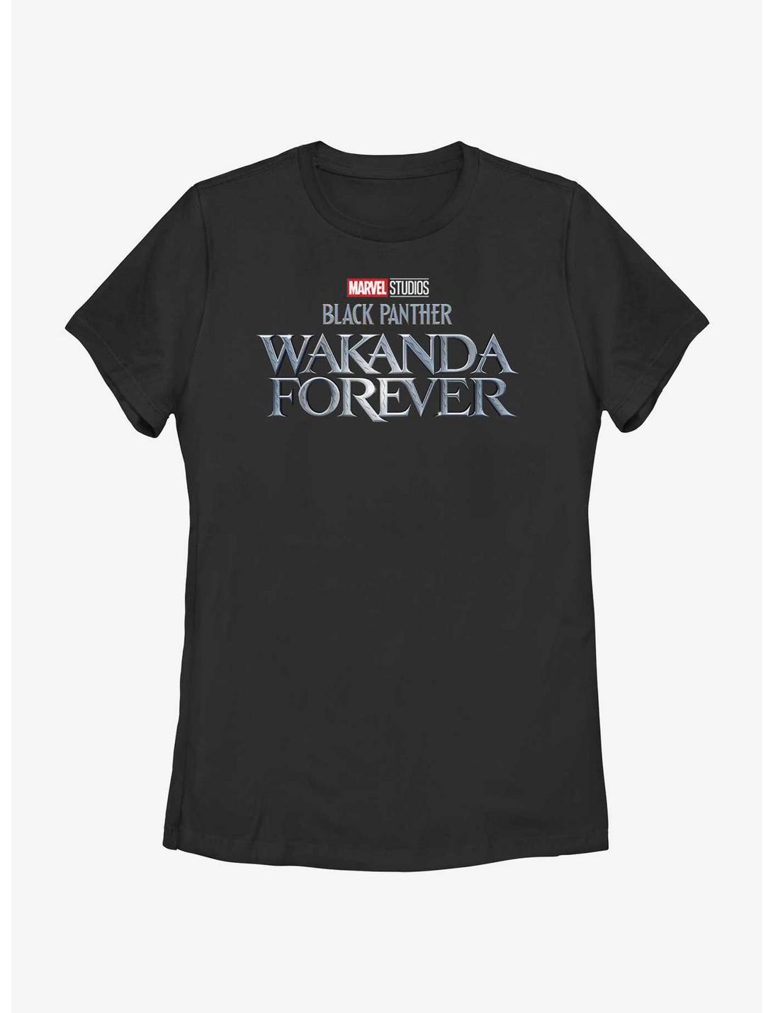 Marvel Black Panther Wakanda Forever Metal Logo Womens T-Shirt, BLACK, hi-res