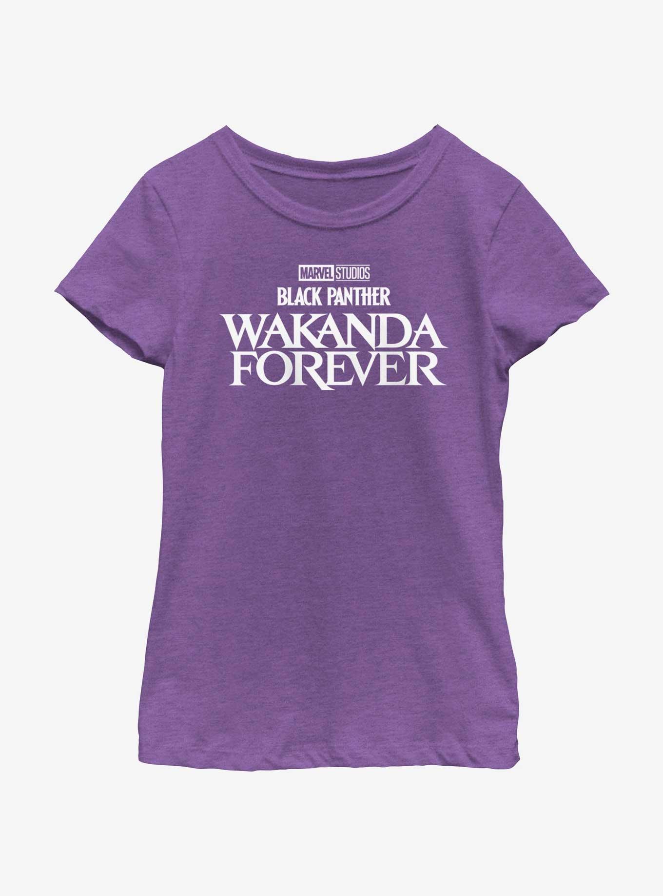 Marvel Black Panther Wakanda Forever Logo Youth Girls T-Shirt, PURPLE BERRY, hi-res