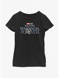 Marvel Black Panther Wakanda Forever Metal Logo Youth Girls T-Shirt, BLACK, hi-res