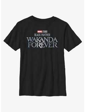 Marvel Black Panther Wakanda Forever Metal Logo Youth T-Shirt, , hi-res