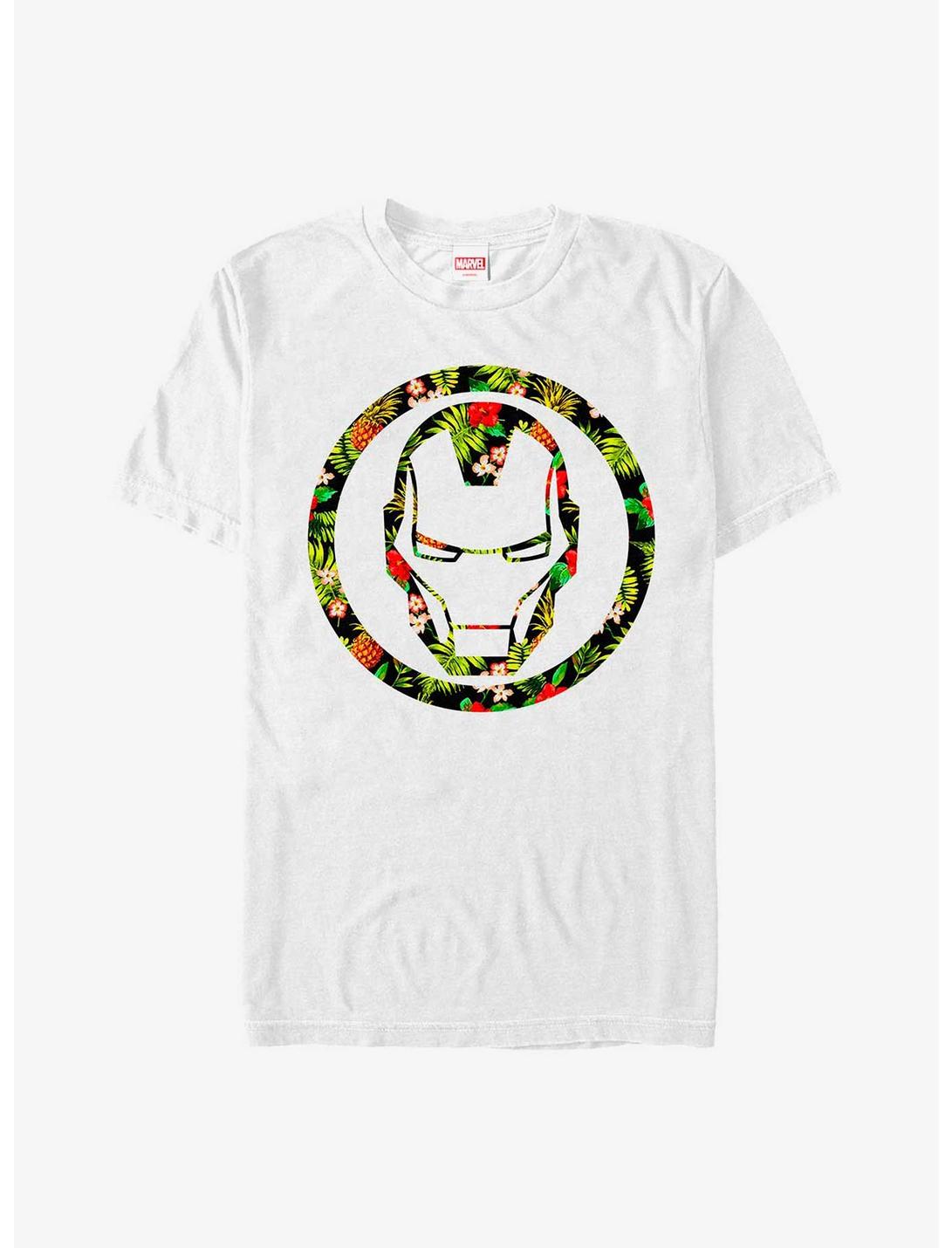 Plus Size Marvel Iron Man Floral T-Shirt, WHITE, hi-res