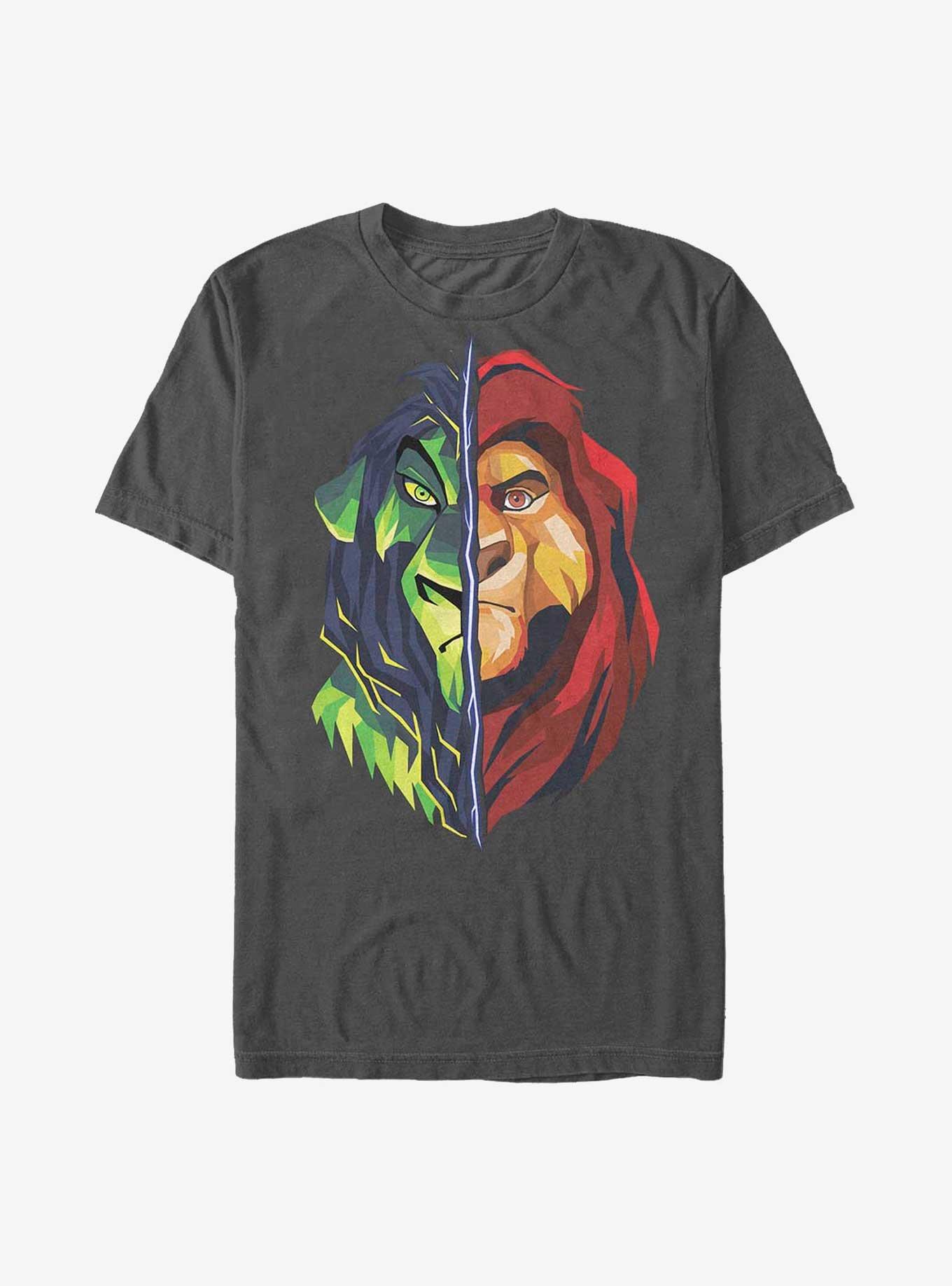 The Lion King Men's Scar Decorative Mane T-Shirt, Charcoal Heather / XL