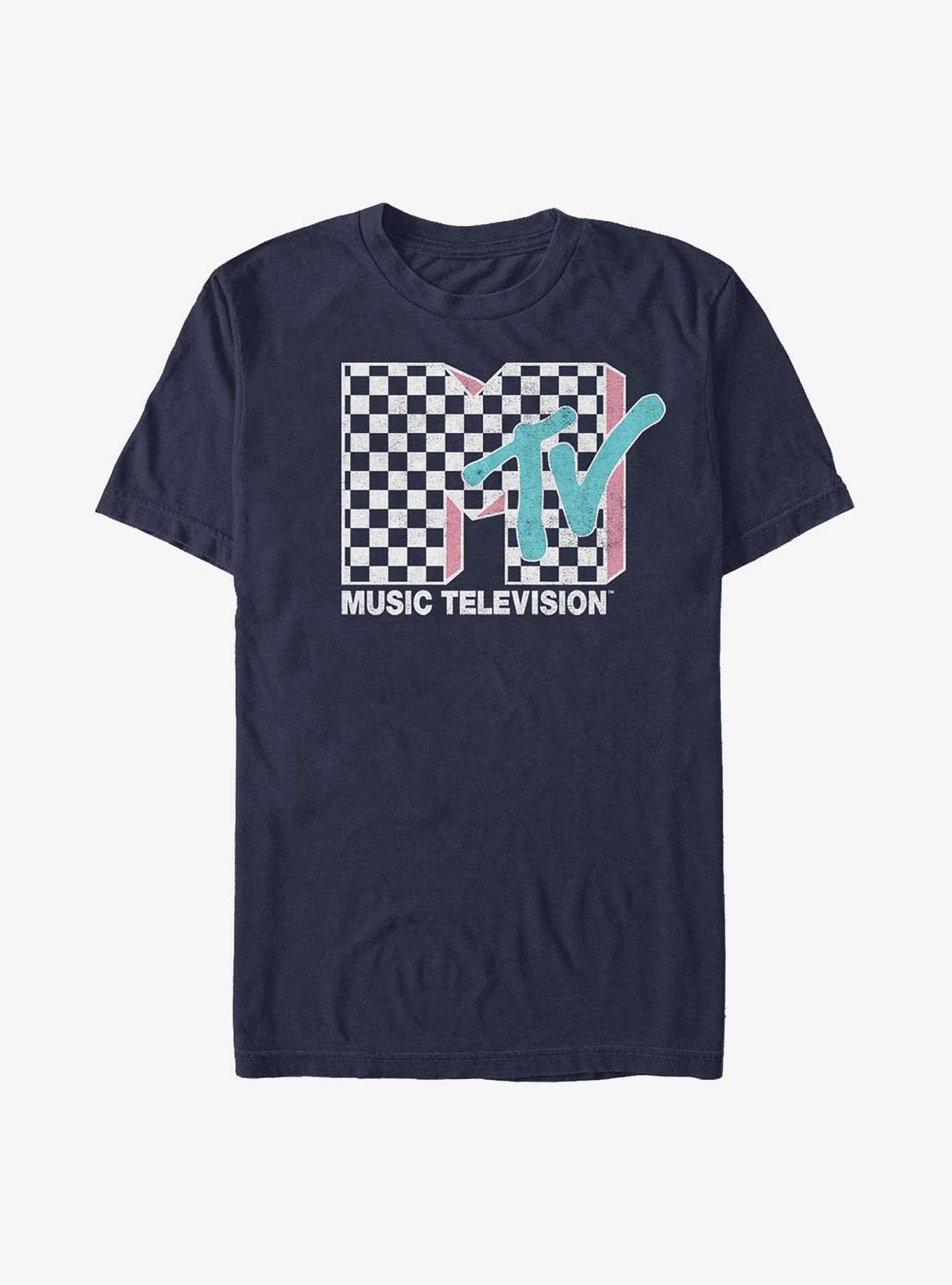 MTV Checkered Inverse T-Shirt, NAVY, hi-res
