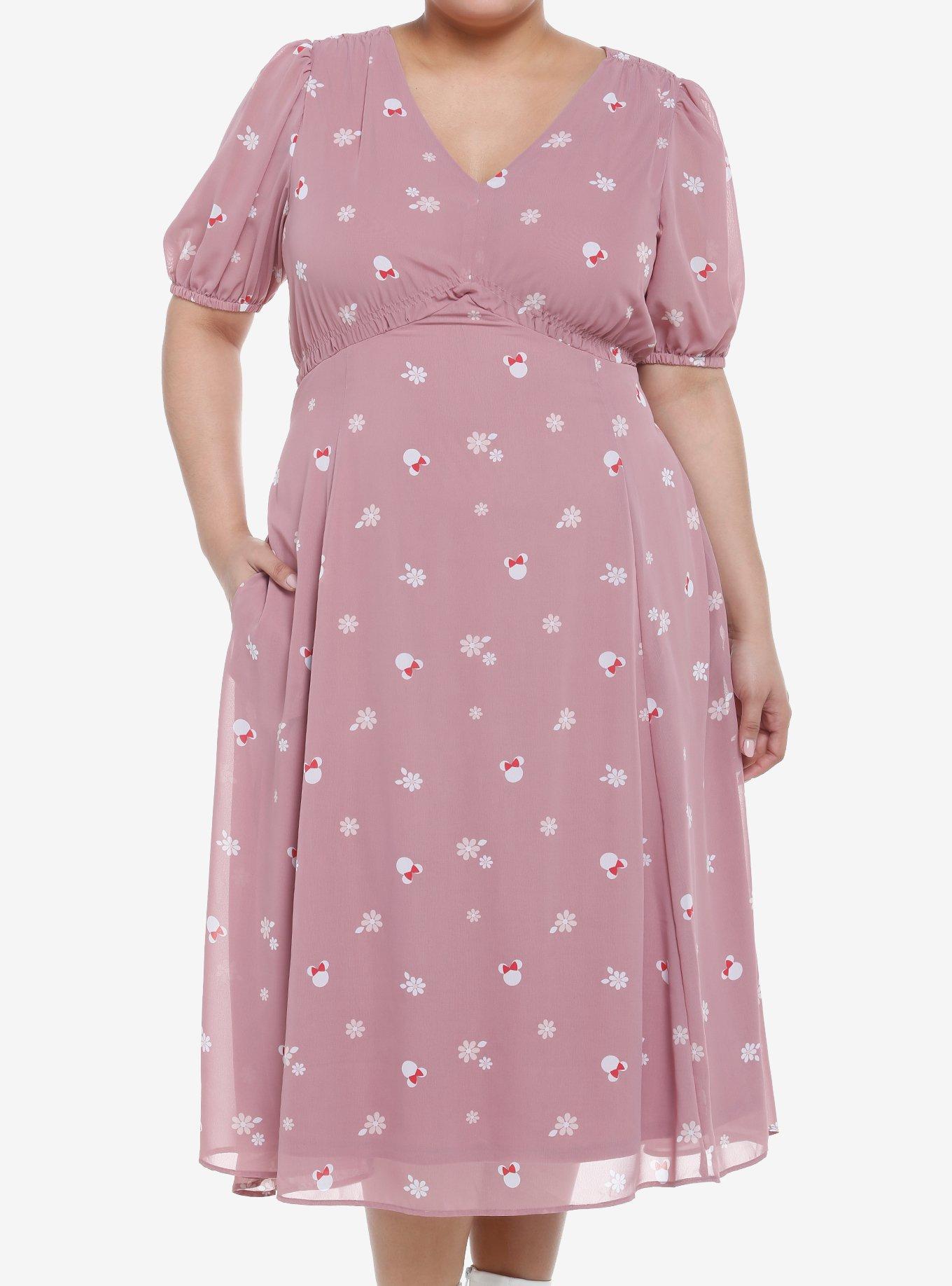 Her Universe Disney Minnie Mouse Flower Chiffon Midi Dress Plus Size, MULTI, hi-res