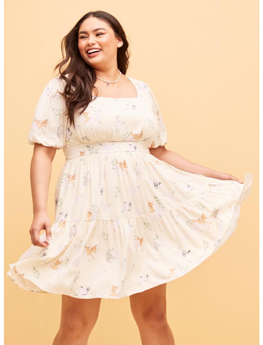idioma traje Contorno Her Universe Disney Bambi Floral Sweetheart Tiered Dress Plus Size | Her  Universe