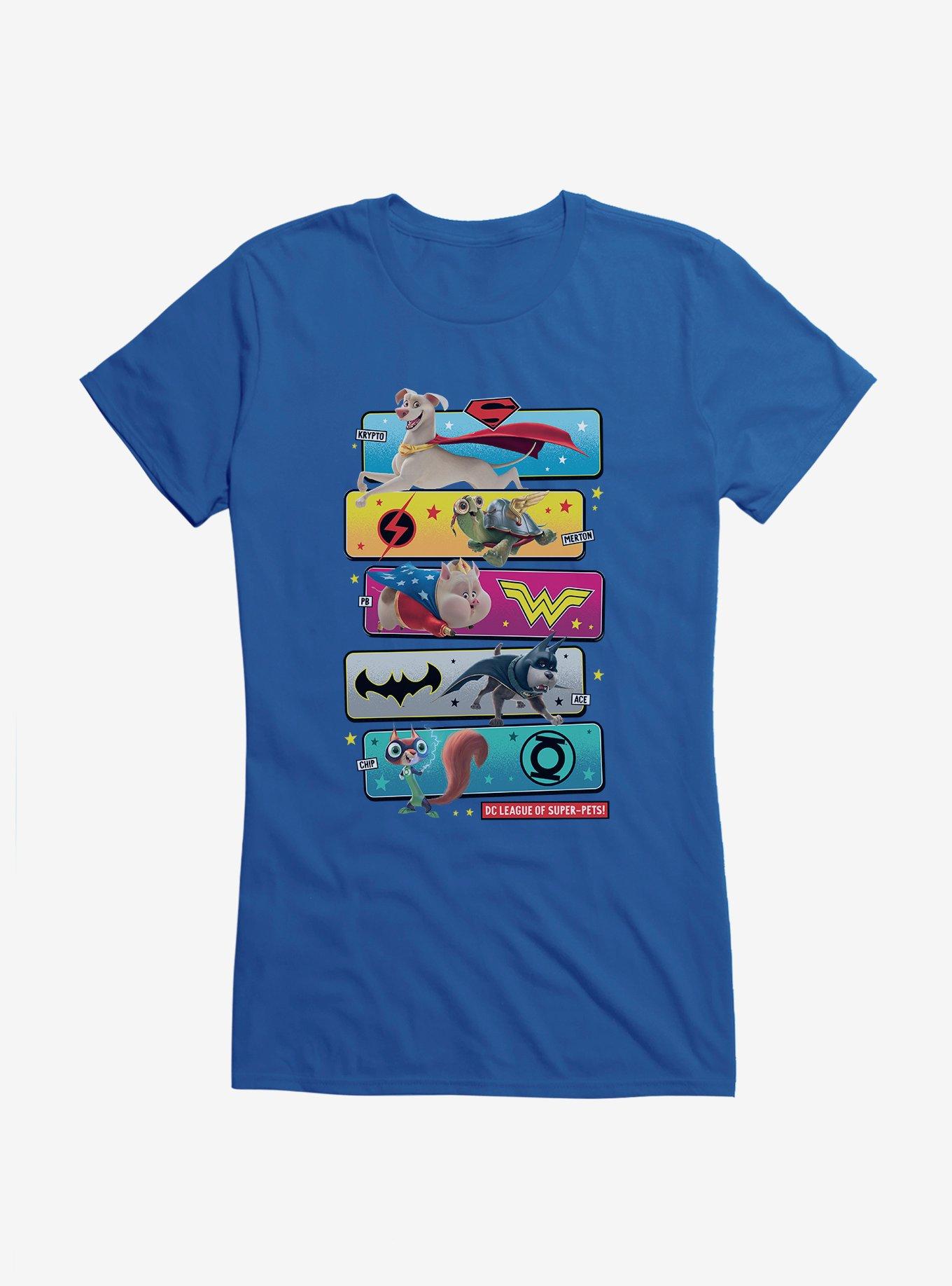 DC League of Super-Pets Group Stack Comic Style Girls T-Shirt