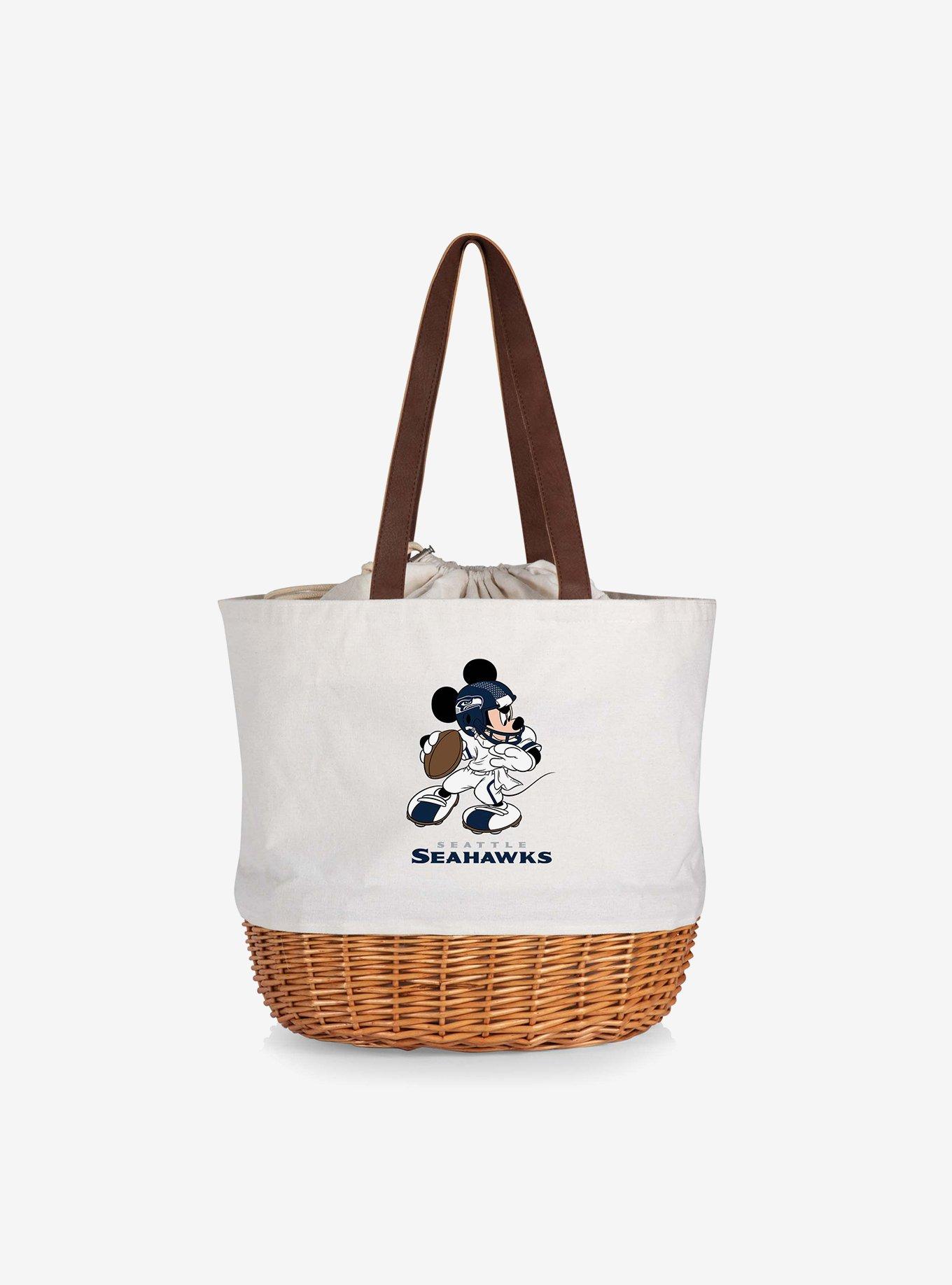 Disney Mickey Mouse NFL Seattle Seahawks Canvas Willow Basket Tote
