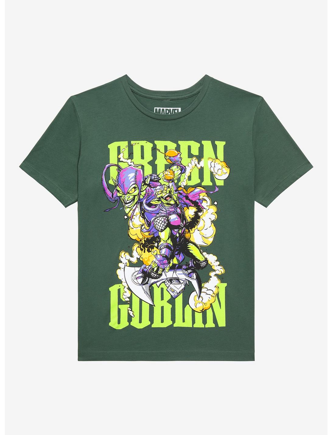 Marvel Spider-Man Green Goblin Portrait T-Shirt - BoxLunch Exclusive, GREEN, hi-res