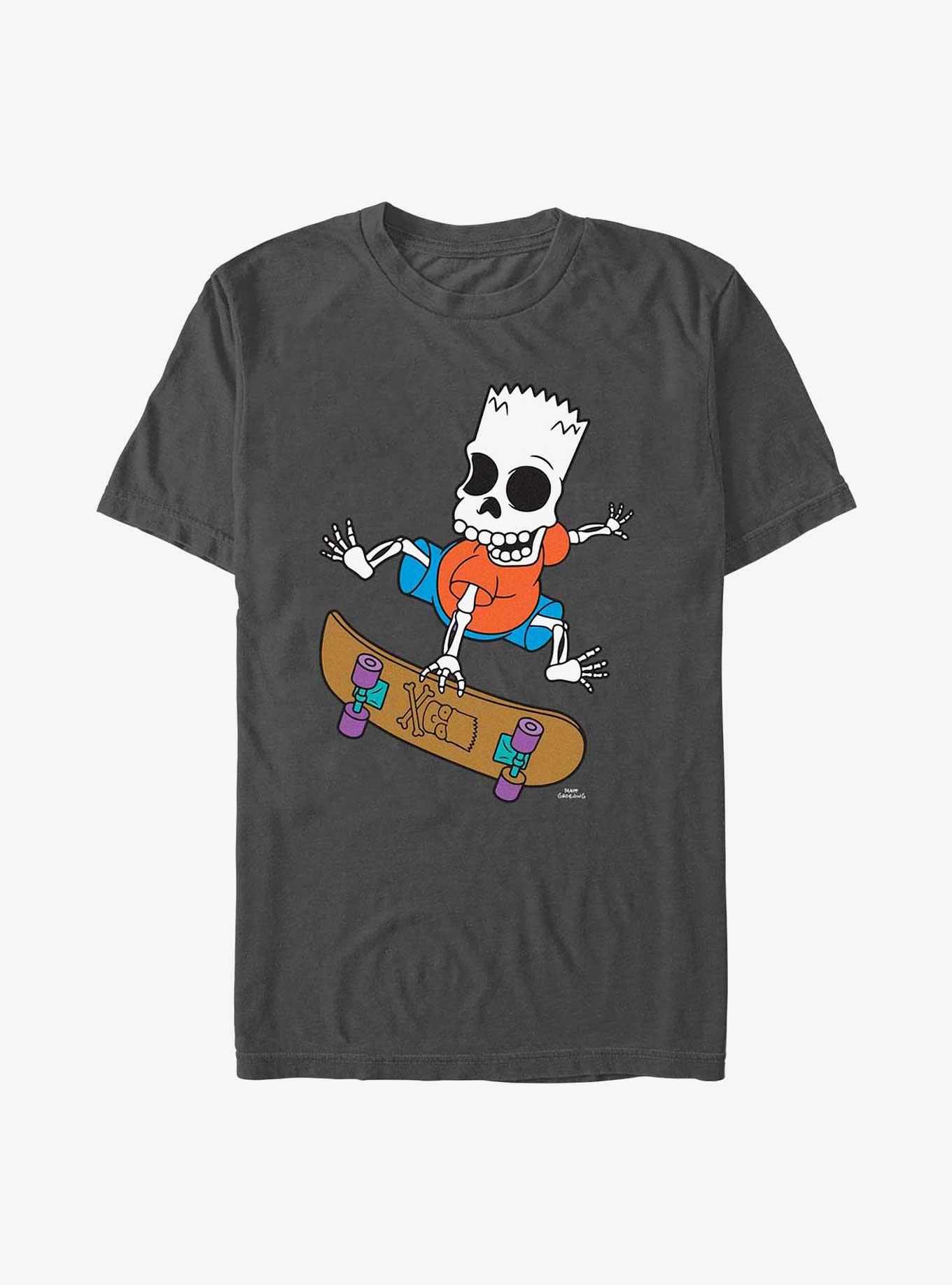 The Simpsons Bart Skeleton Skates T-Shirt, CHARCOAL, hi-res