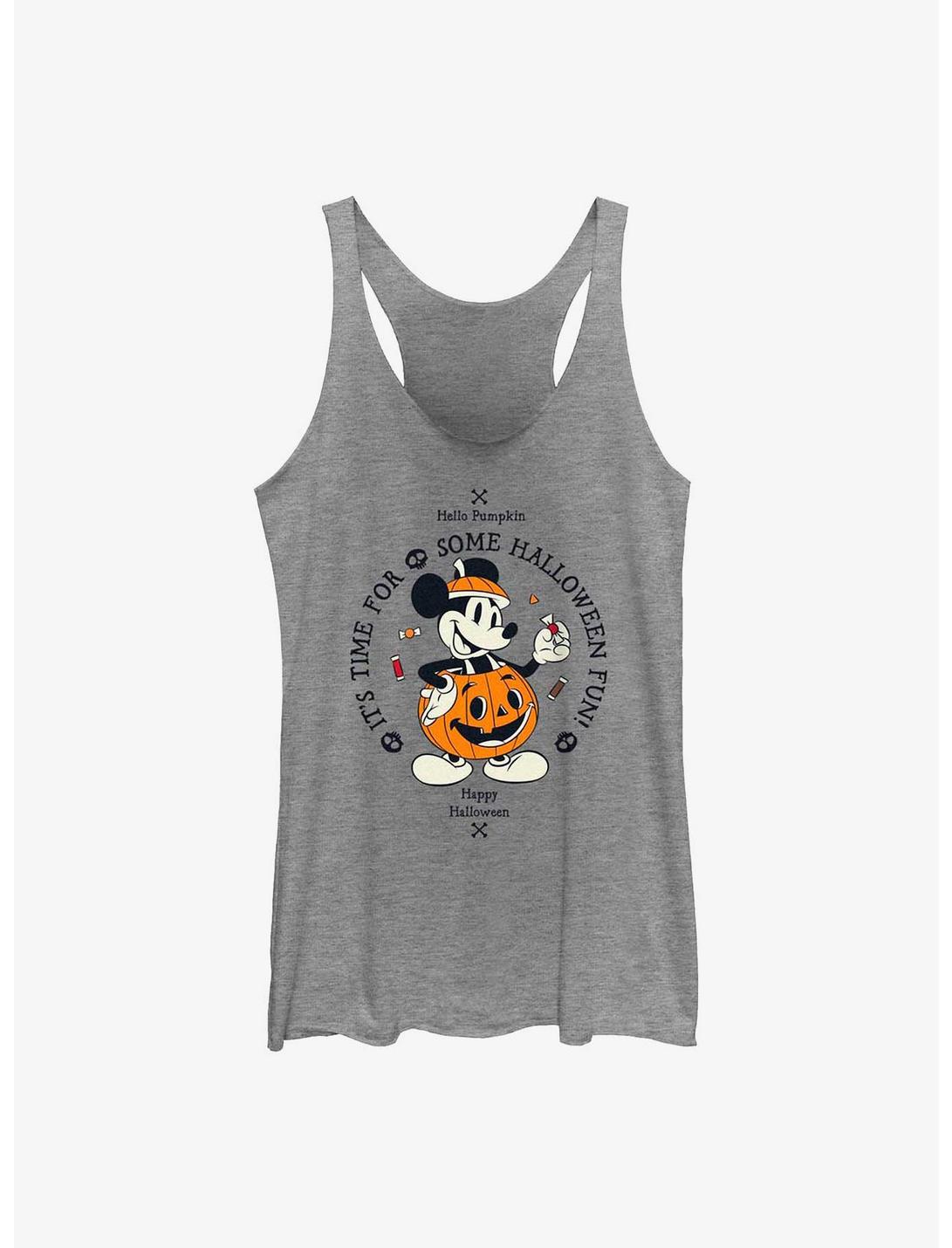 Disney Mickey Mouse Time For Halloween Pumpkin Mickey Womens Tank Top, GRAY HTR, hi-res