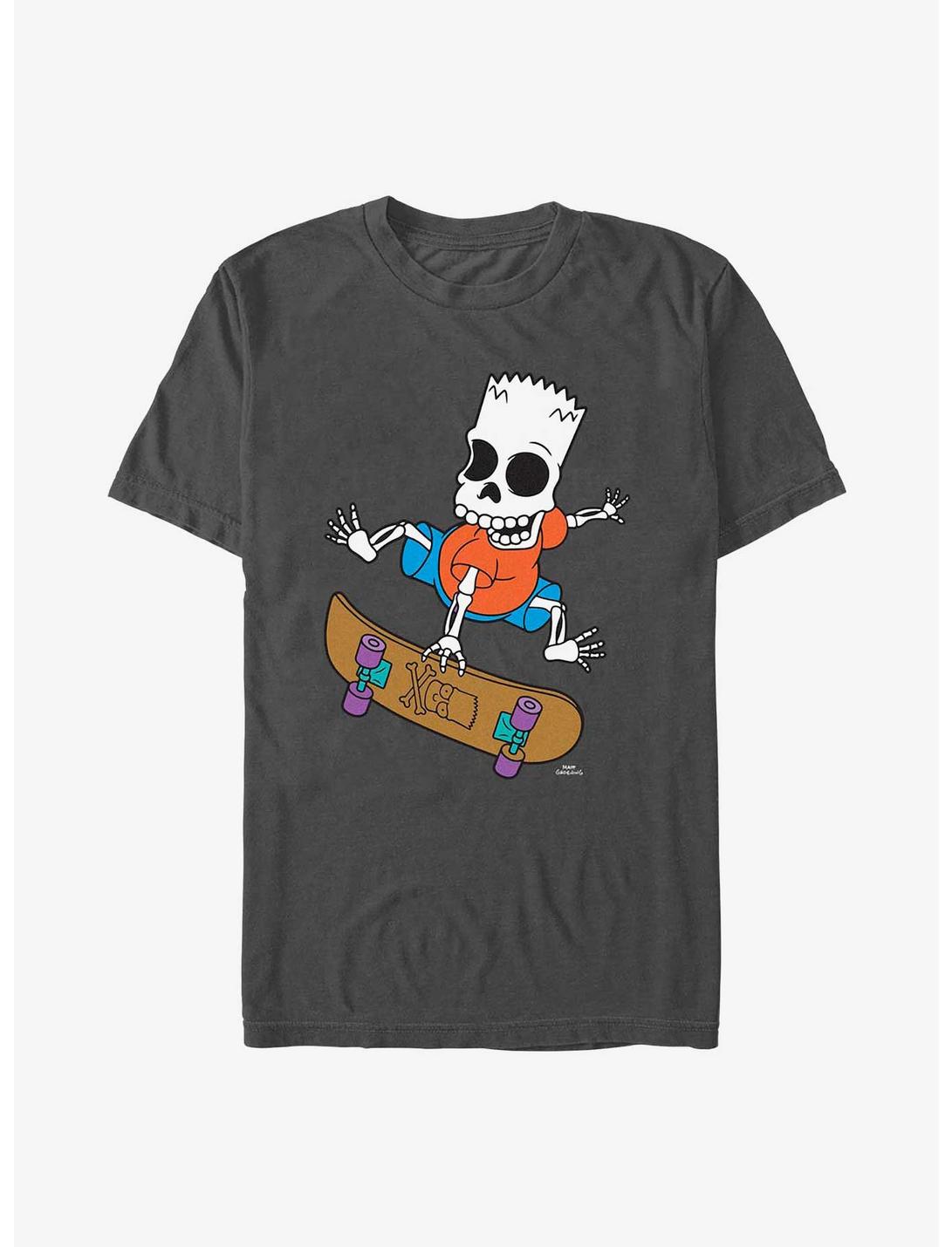 The Simpsons Bart Skeleton Skates T-Shirt, CHARCOAL, hi-res