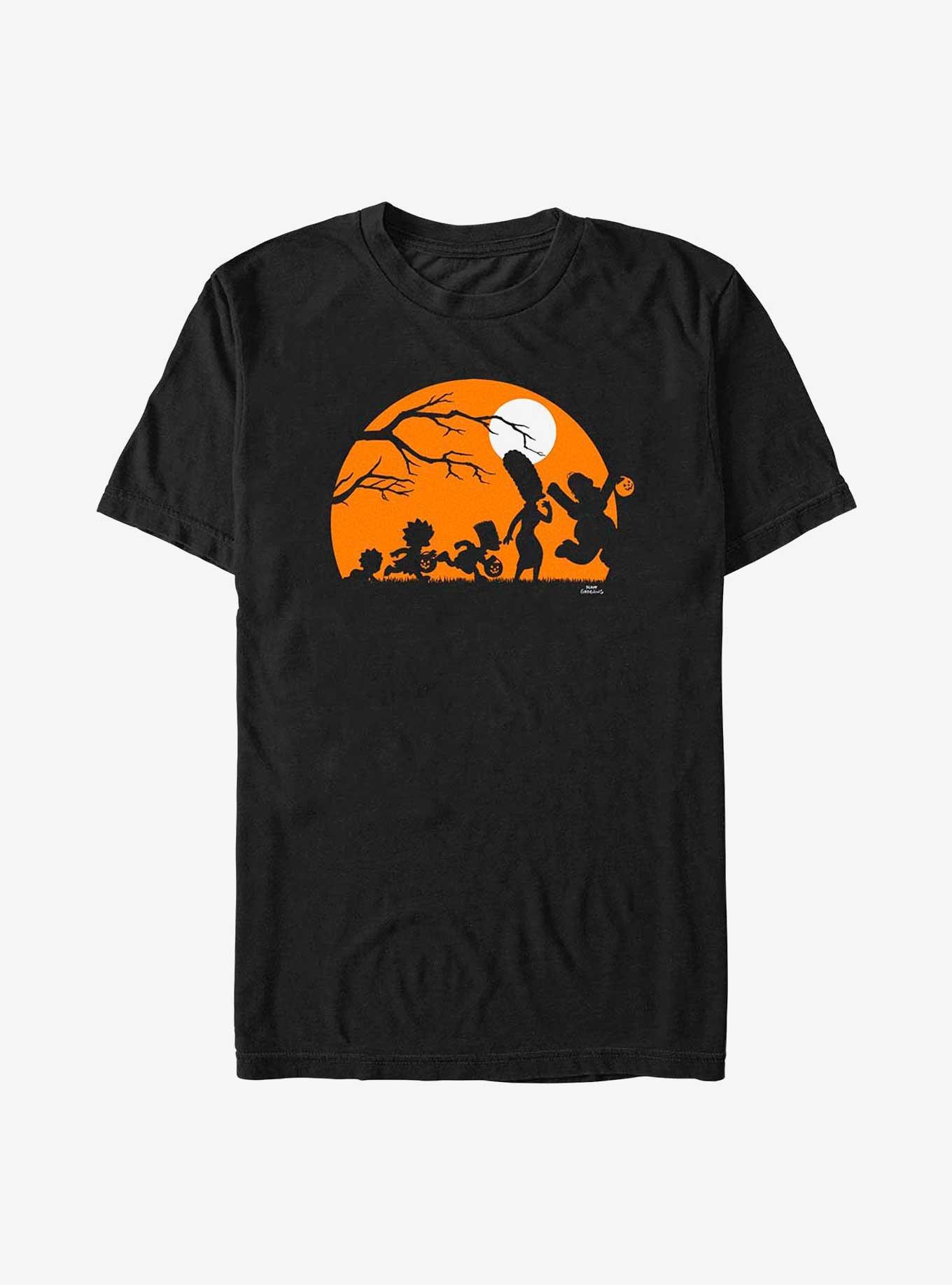The Simpsons Halloween Haunt Silhouettes T-Shirt, BLACK, hi-res