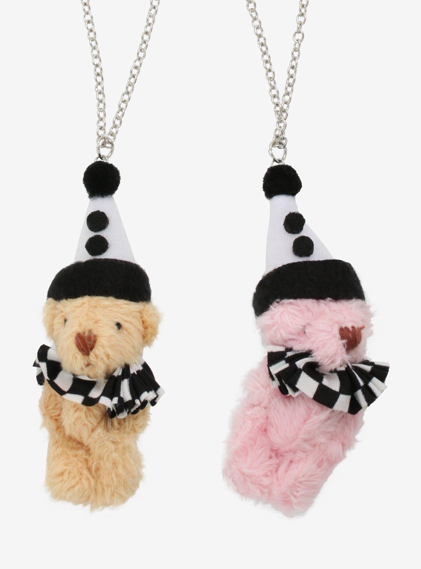 Jester Teddy Bear Fuzzy Best Friend Necklace Set, , hi-res