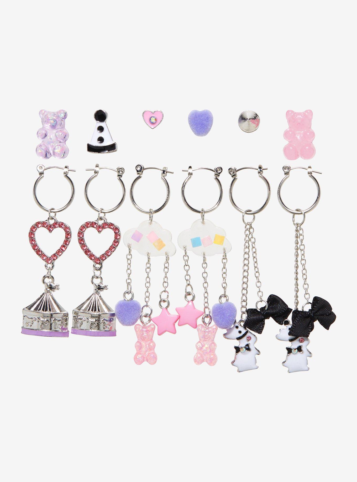 Circus Candy Bear Mismatch Earring Set, , hi-res