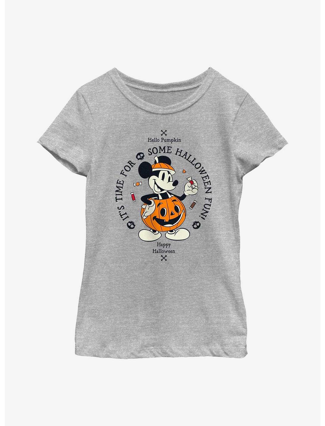 Disney Mickey Mouse Time For Halloween Pumpkin Mickey Youth Girls T-Shirt, ATH HTR, hi-res
