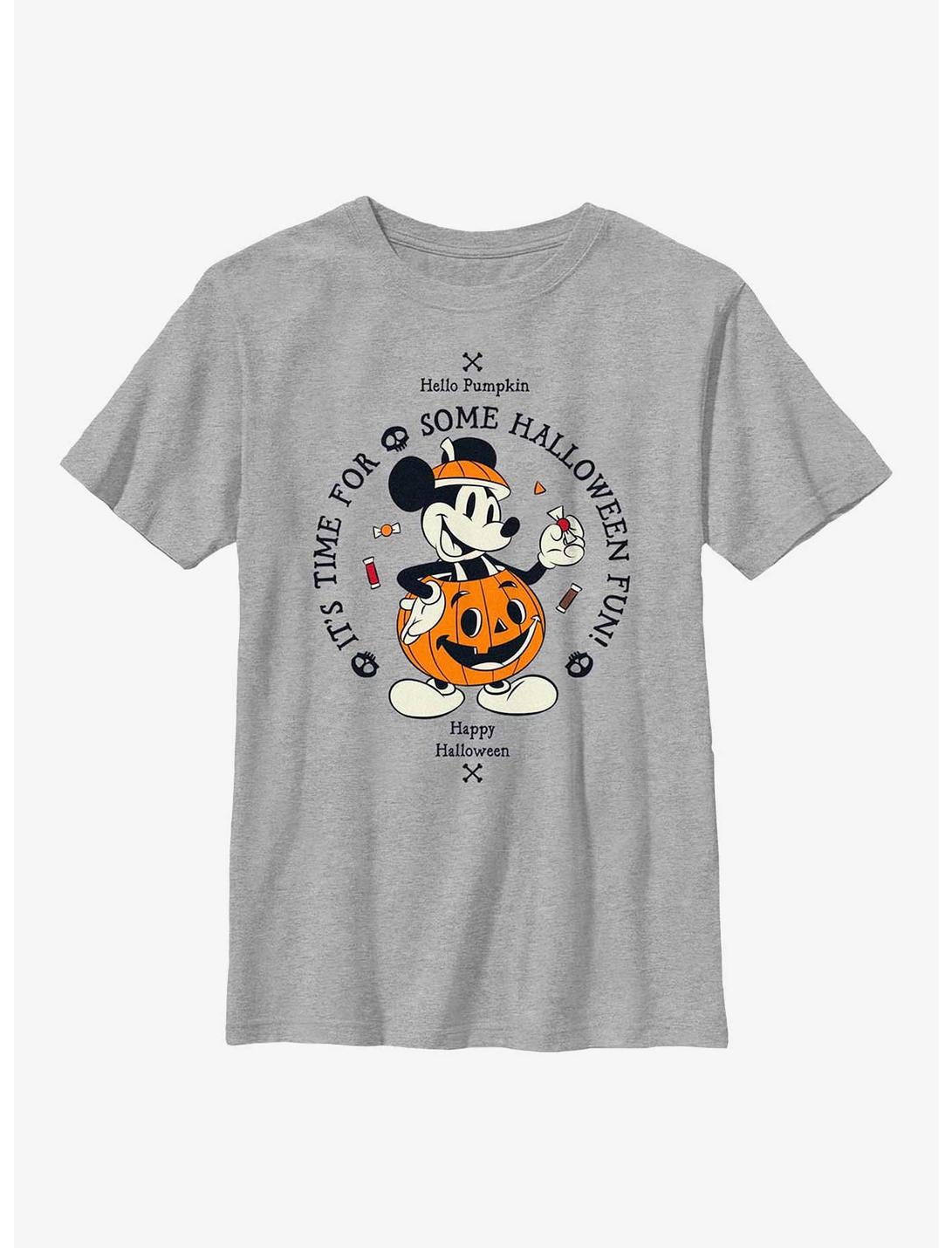 Disney Mickey Mouse Time For Halloween Pumpkin Mickey Youth T-Shirt, ATH HTR, hi-res