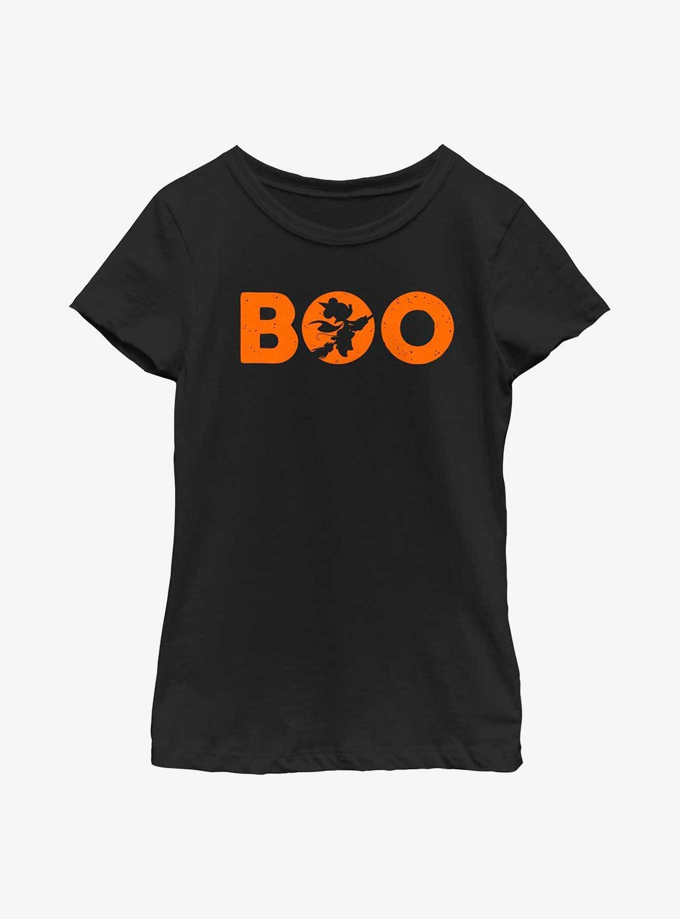 Disney Minnie Mouse Boo On A Broomstick Youth Girls T-Shirt, BLACK, hi-res