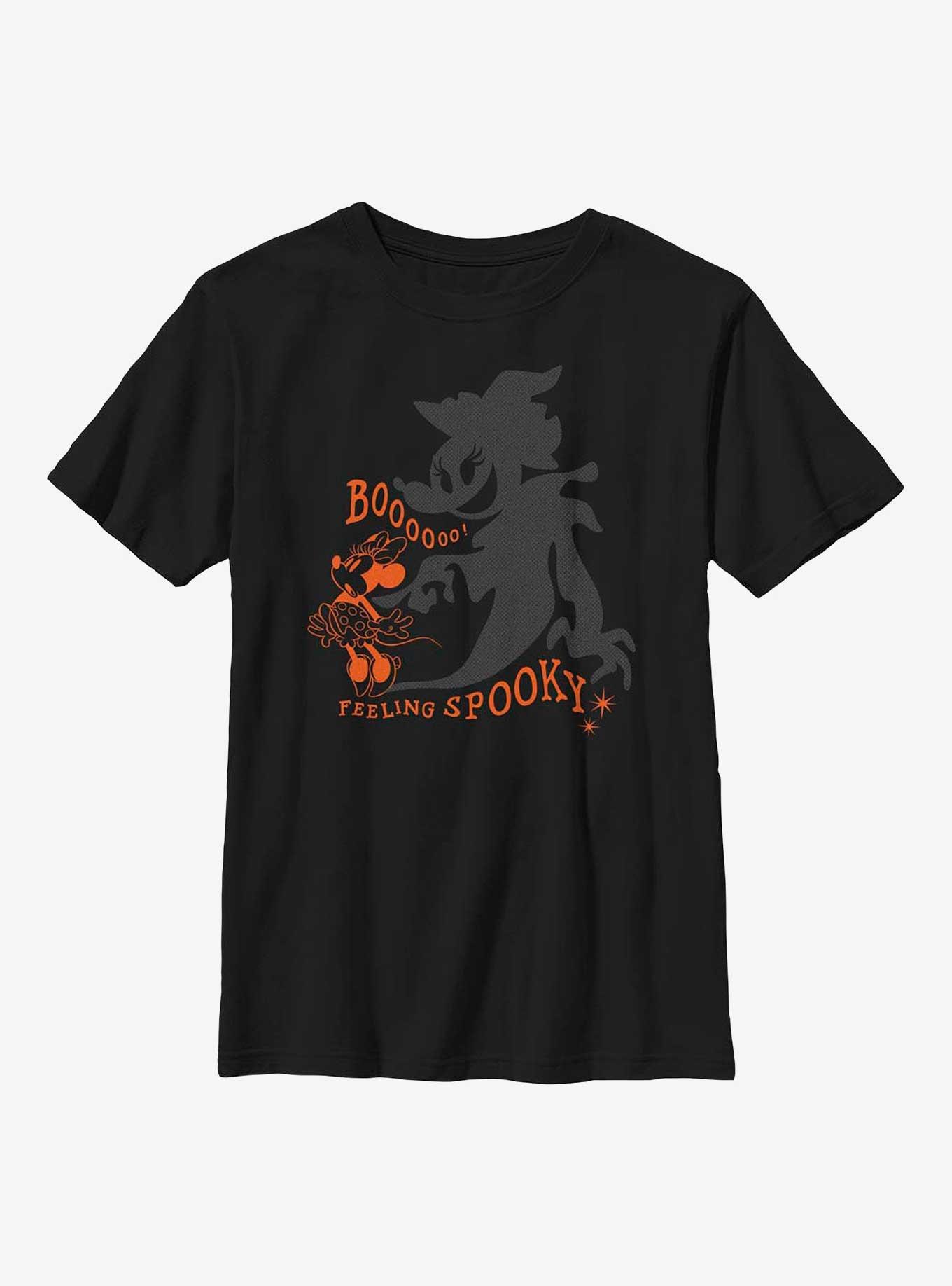 Disney Minnie Mouse Feeling Spooky Shadow Youth T-Shirt, BLACK, hi-res