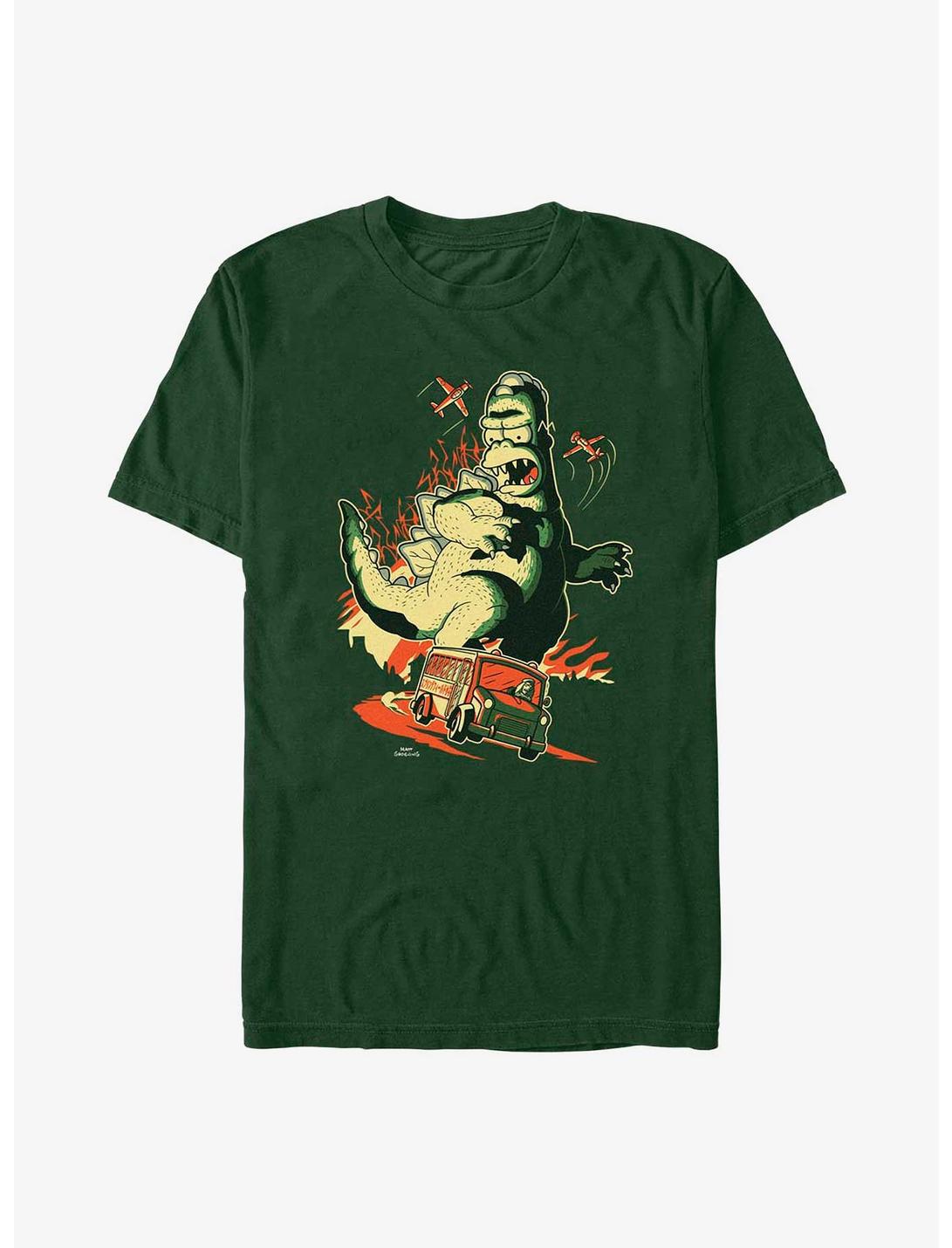 The Simpsons Godzilla Homer Car Chase T-Shirt, FOREST GRN, hi-res