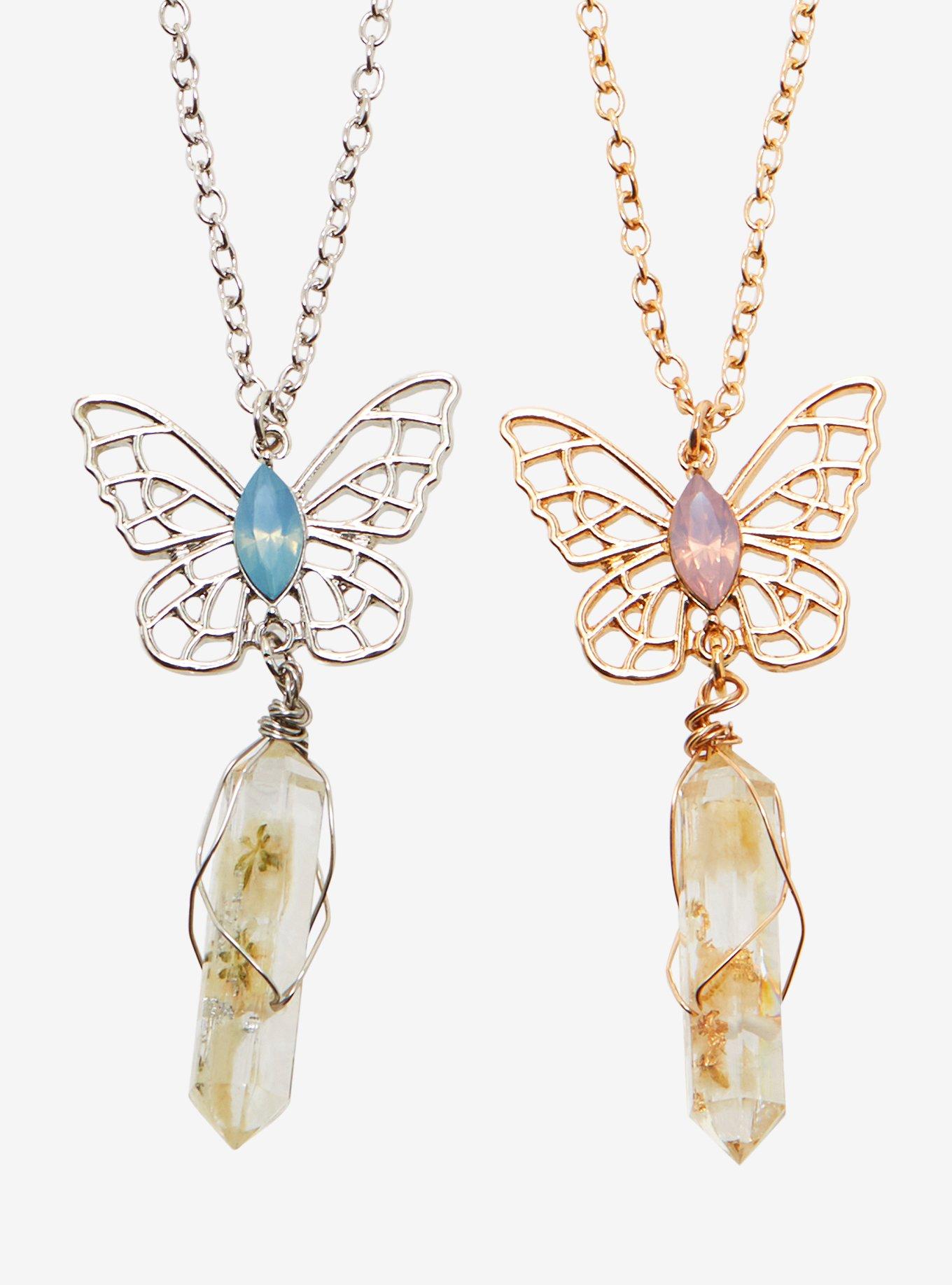 Butterfly Crystal Best Friend Necklace Set, , hi-res