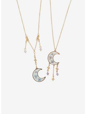 Crescent Moon Dried Floral Celestial Best Friend Necklace Set, , hi-res