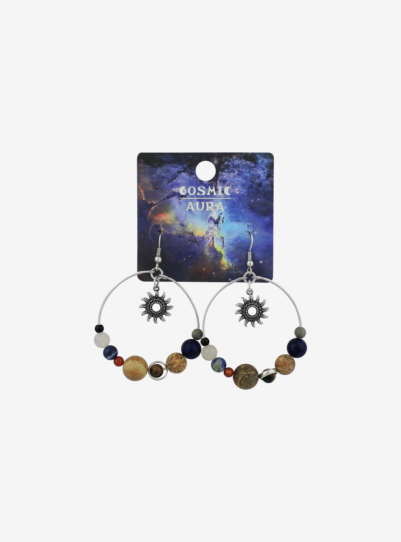 Moon Planet Beaded Earrings, , hi-res