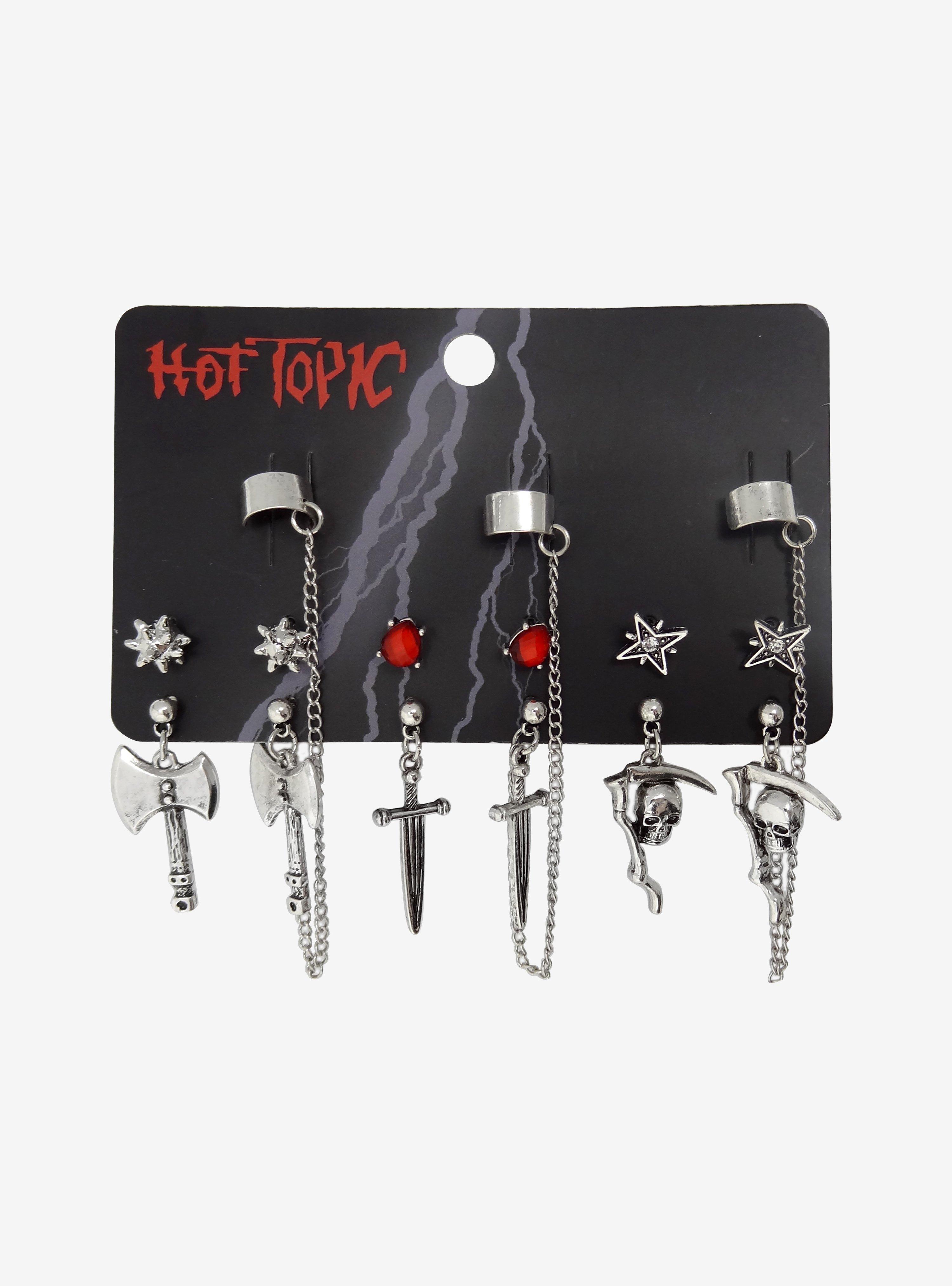 Cuff earrings with chain deals hot topic