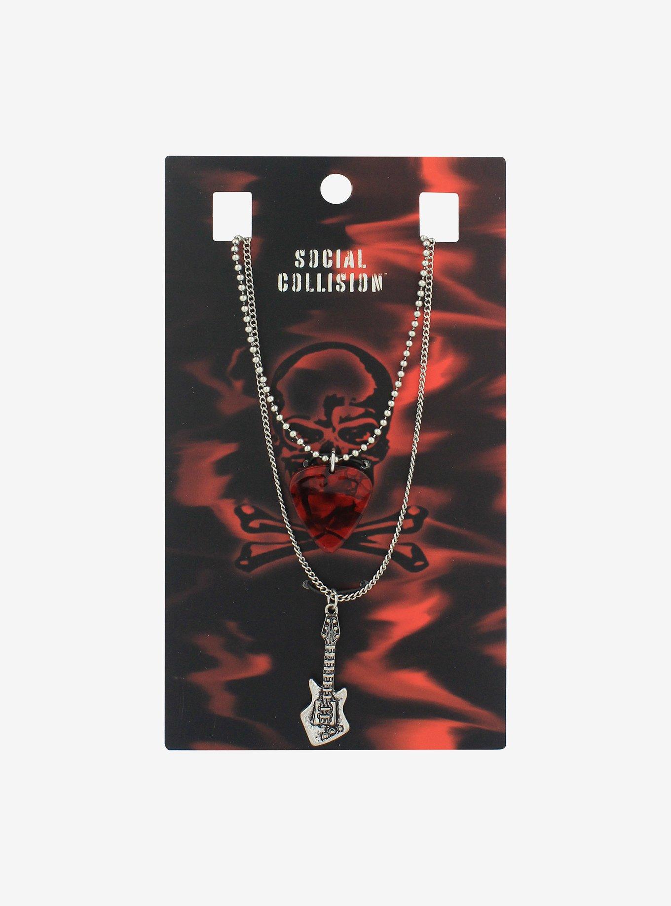 Electric Guitar & Pick Necklace Set, , hi-res