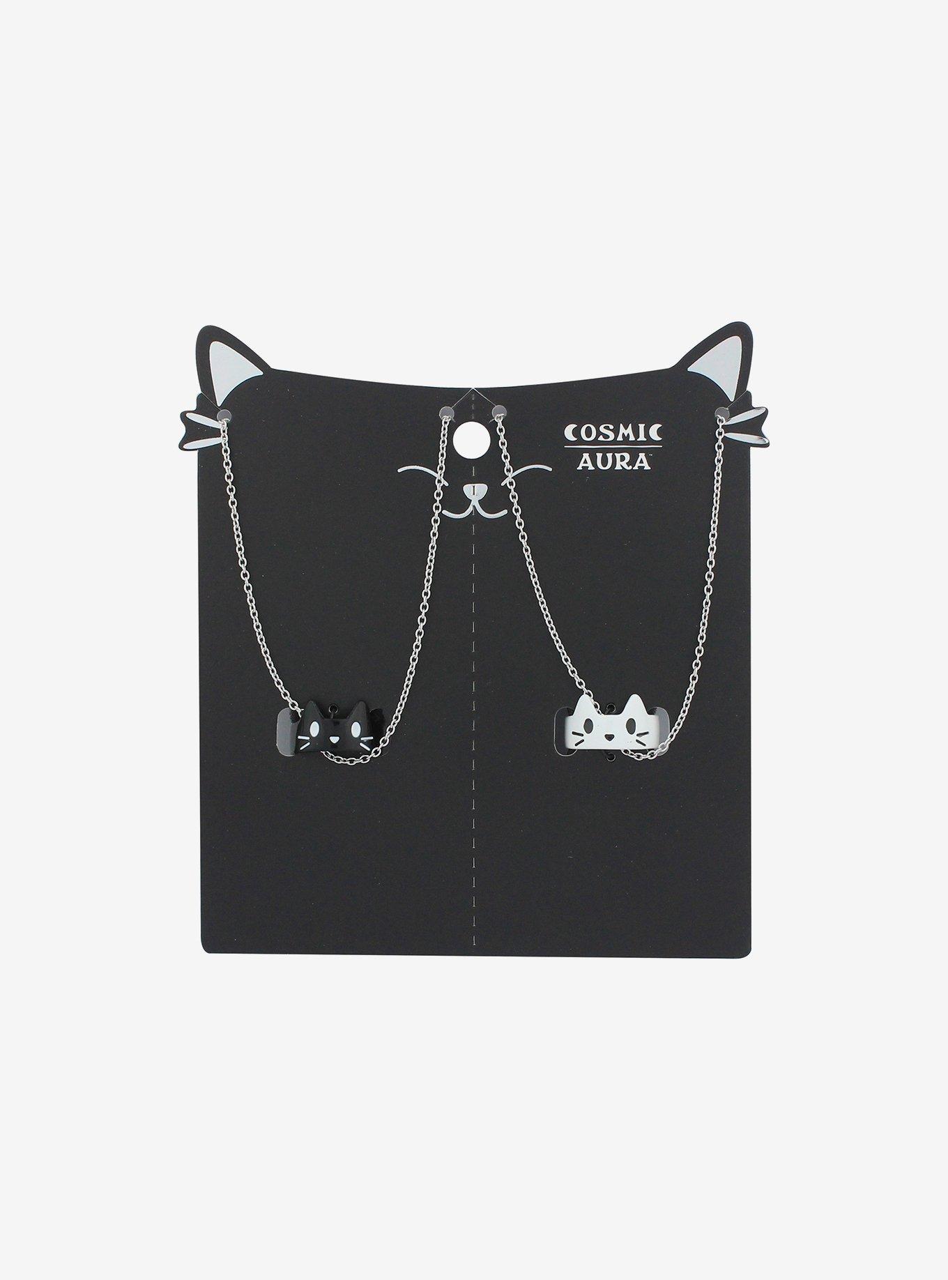 Black & White Cat Ring Best Friend Necklace Set, , hi-res