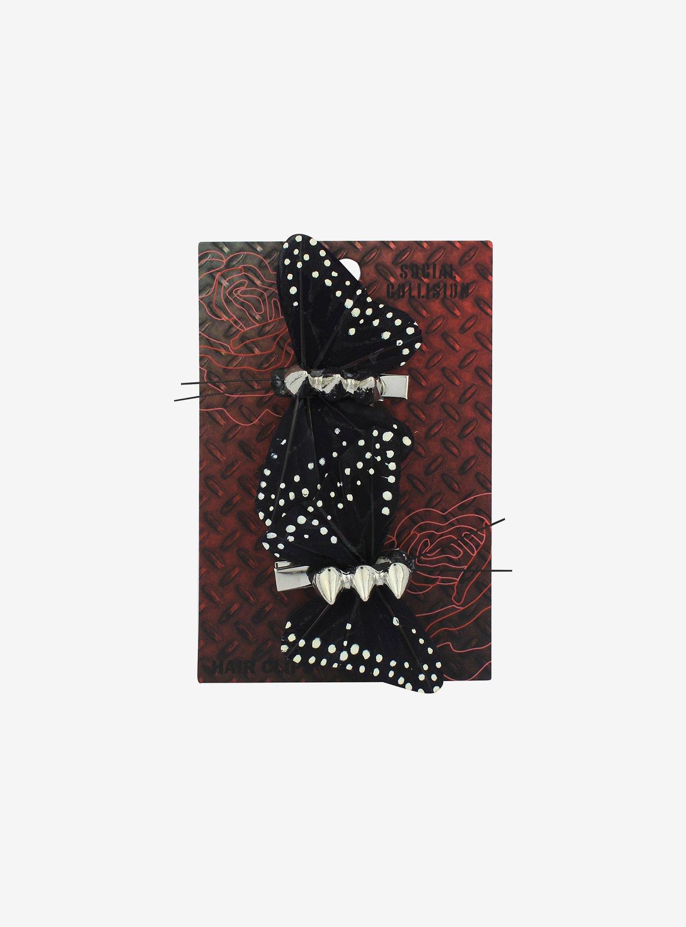 Black Spotted Butterfly Hair Clip Set | Hot Topic