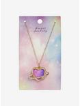 Ombre Pink Heart Planet Necklace, , hi-res