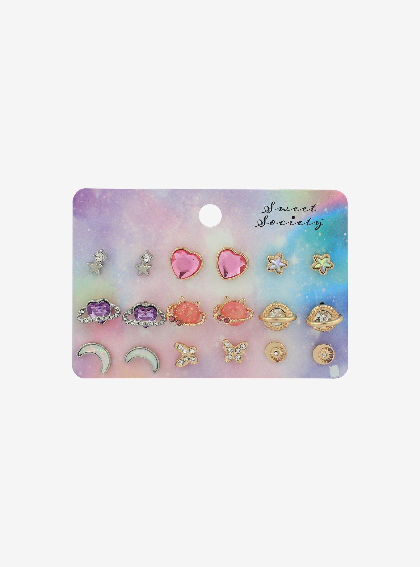 Heart Star Planet Stud Earring Set, , hi-res