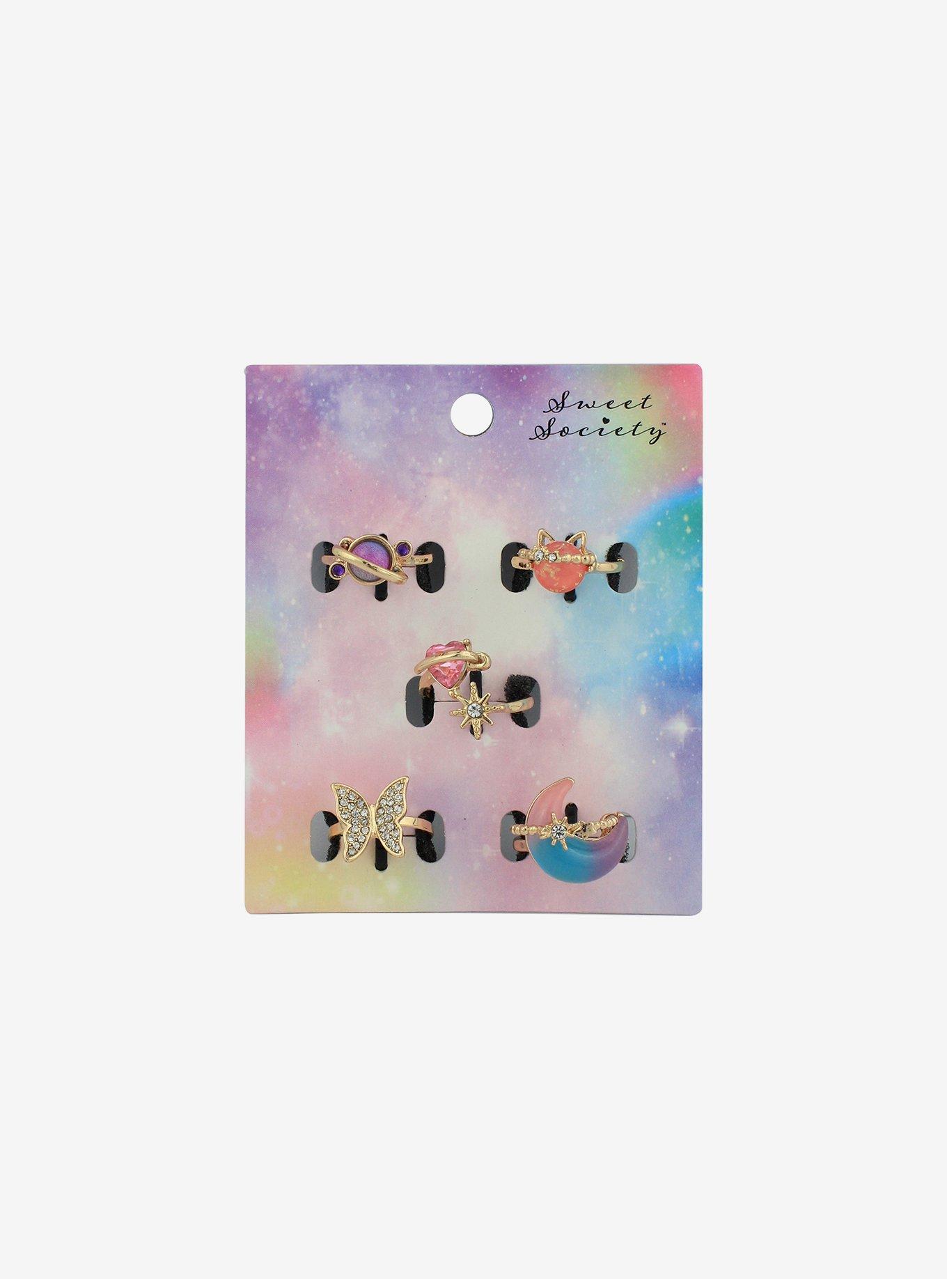 Ombre Heart Planet Ring Set, , hi-res