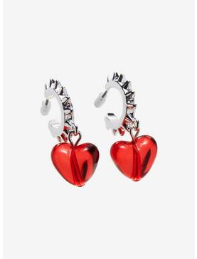 Red Heart Spike Drop Earrings, , hi-res