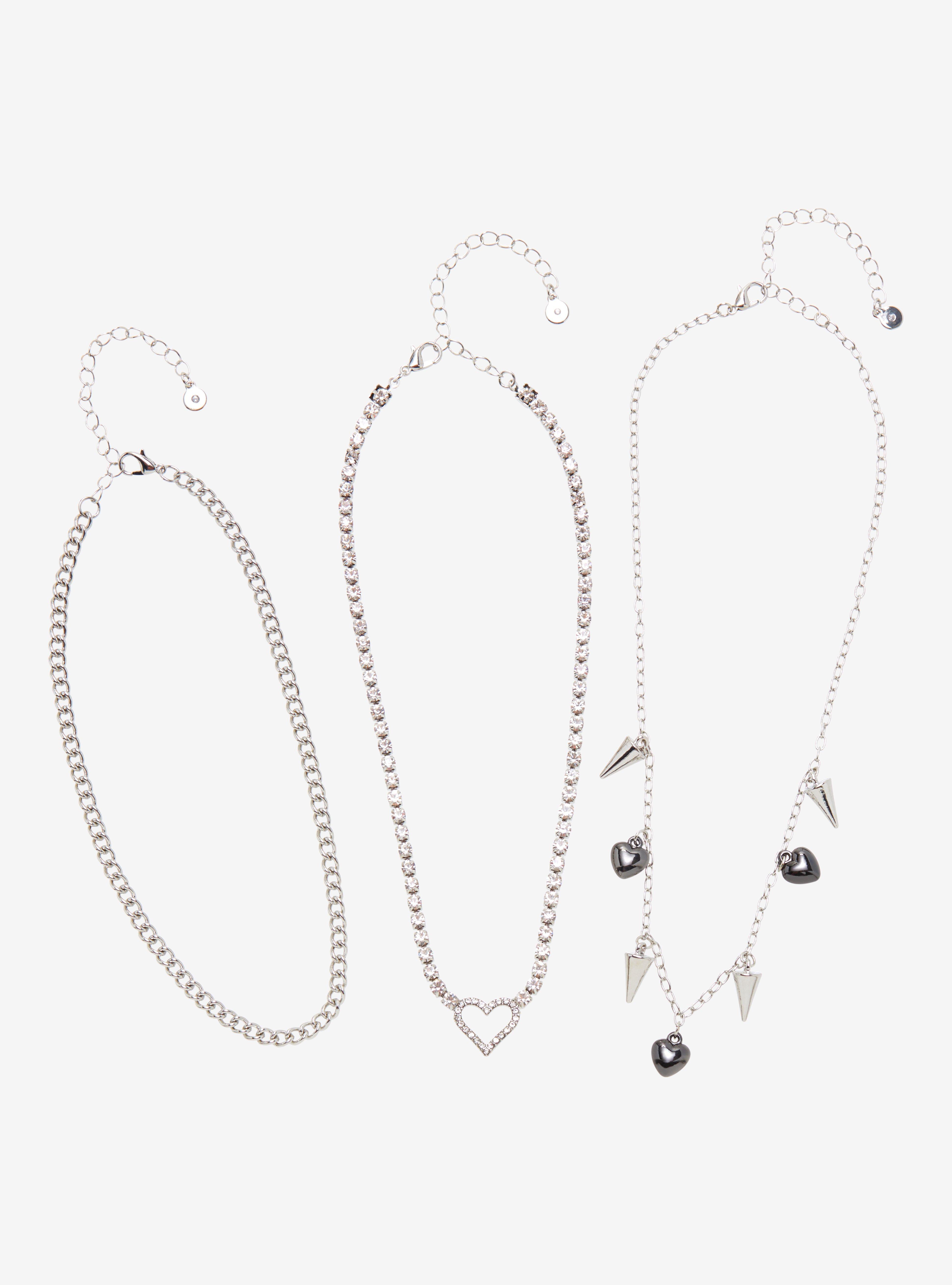 Heart Bling Spikes Necklace Set, , hi-res