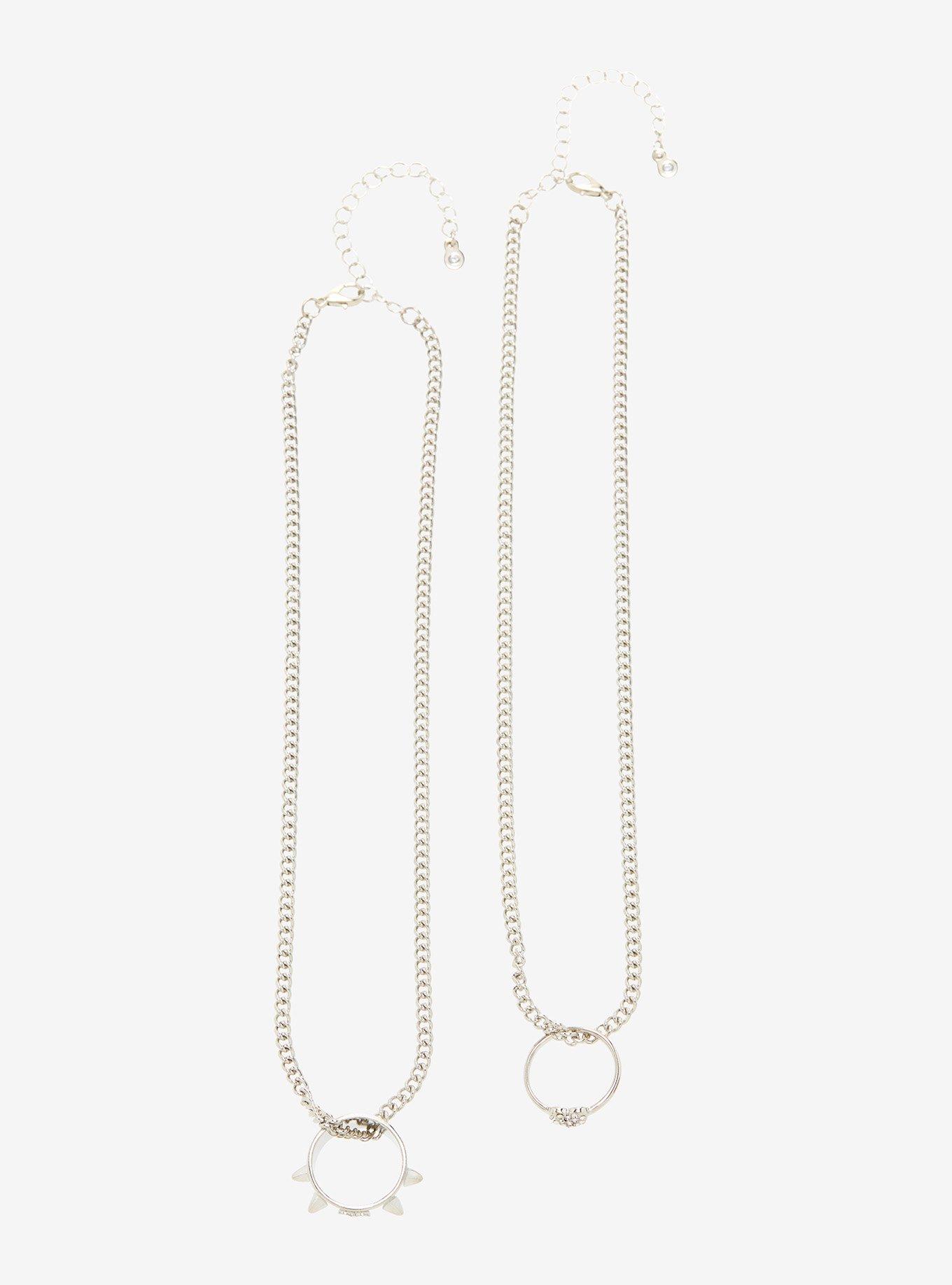 Punk Spike Heart Best Friend Ring Necklace Set, , hi-res