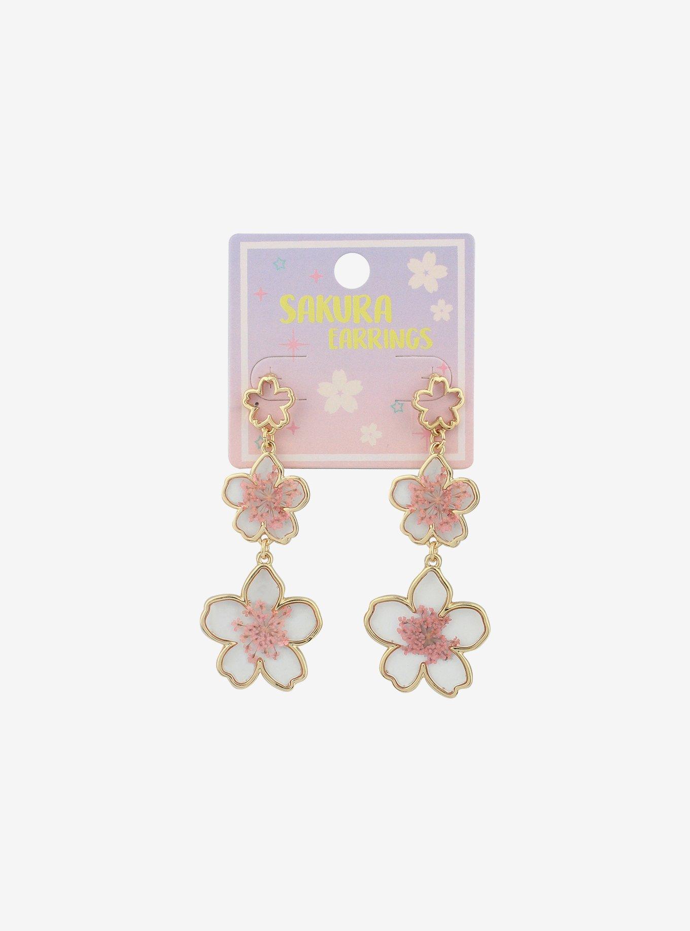 Sakura Flower Cascade Drop Earrings, , hi-res